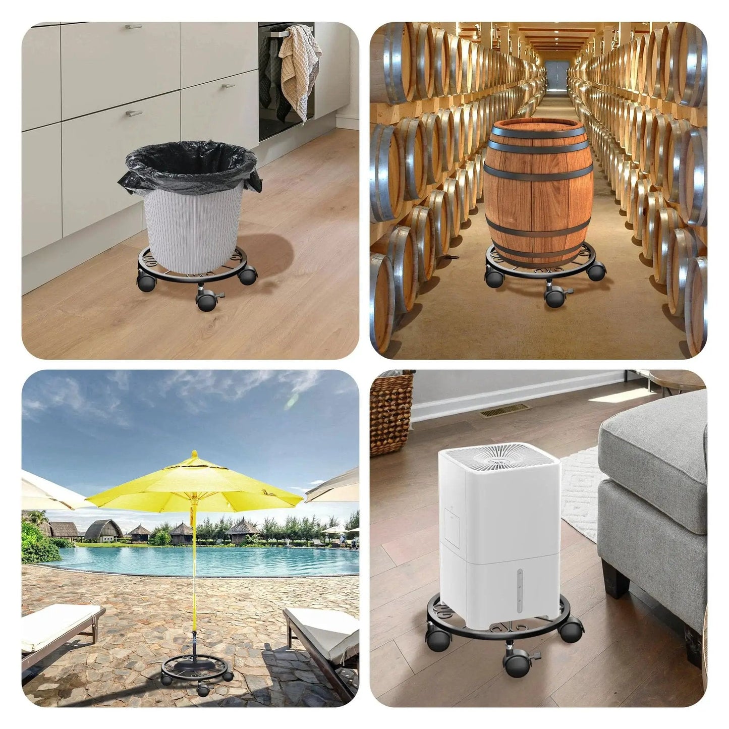 10.24 Inch Plant Caddy With Wheels For Indoor And Outdoor Use, 360 Degree Lockable Casters shown with various household items