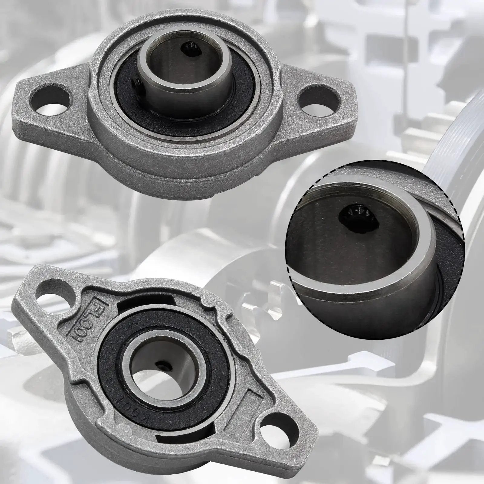 Four Pack Pillow Block Bearings With 12mm Bore Self Aligning Flange Mounted Zinc Alloy KFL001 For Durable Quiet Easy Install