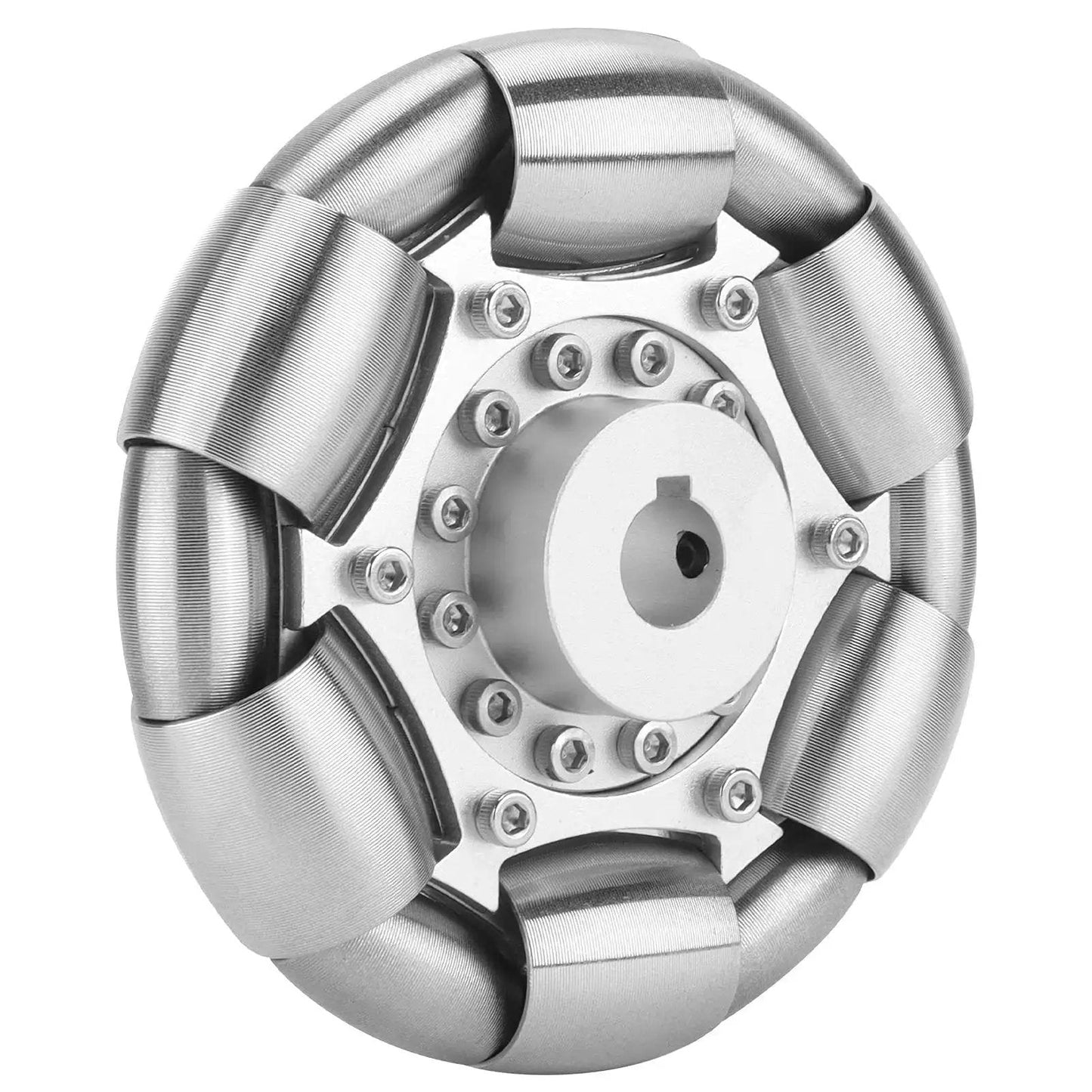 100mm Stainless Steel Omnidirectional Wheel for Robotics and Ballbots with smooth lateral movement and independent travel