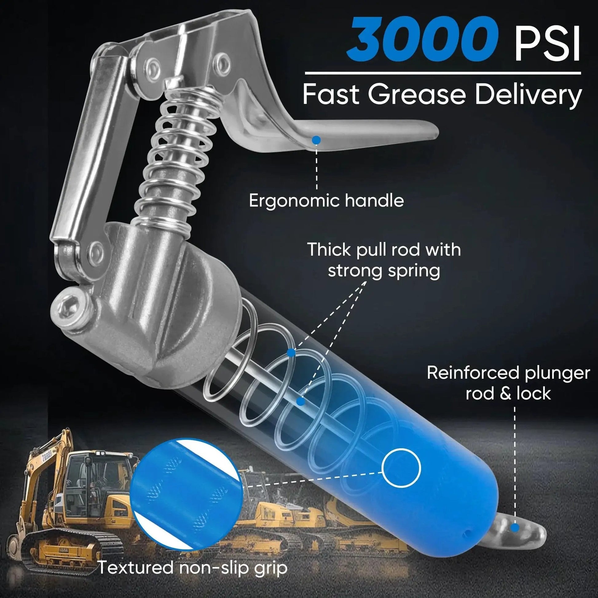 Mini Grease Gun Kit 3000 PSI With Double 3oz Cartridges And 12 Inch Flex Hose Pro Grade Reinforced Coupler For Automotive
