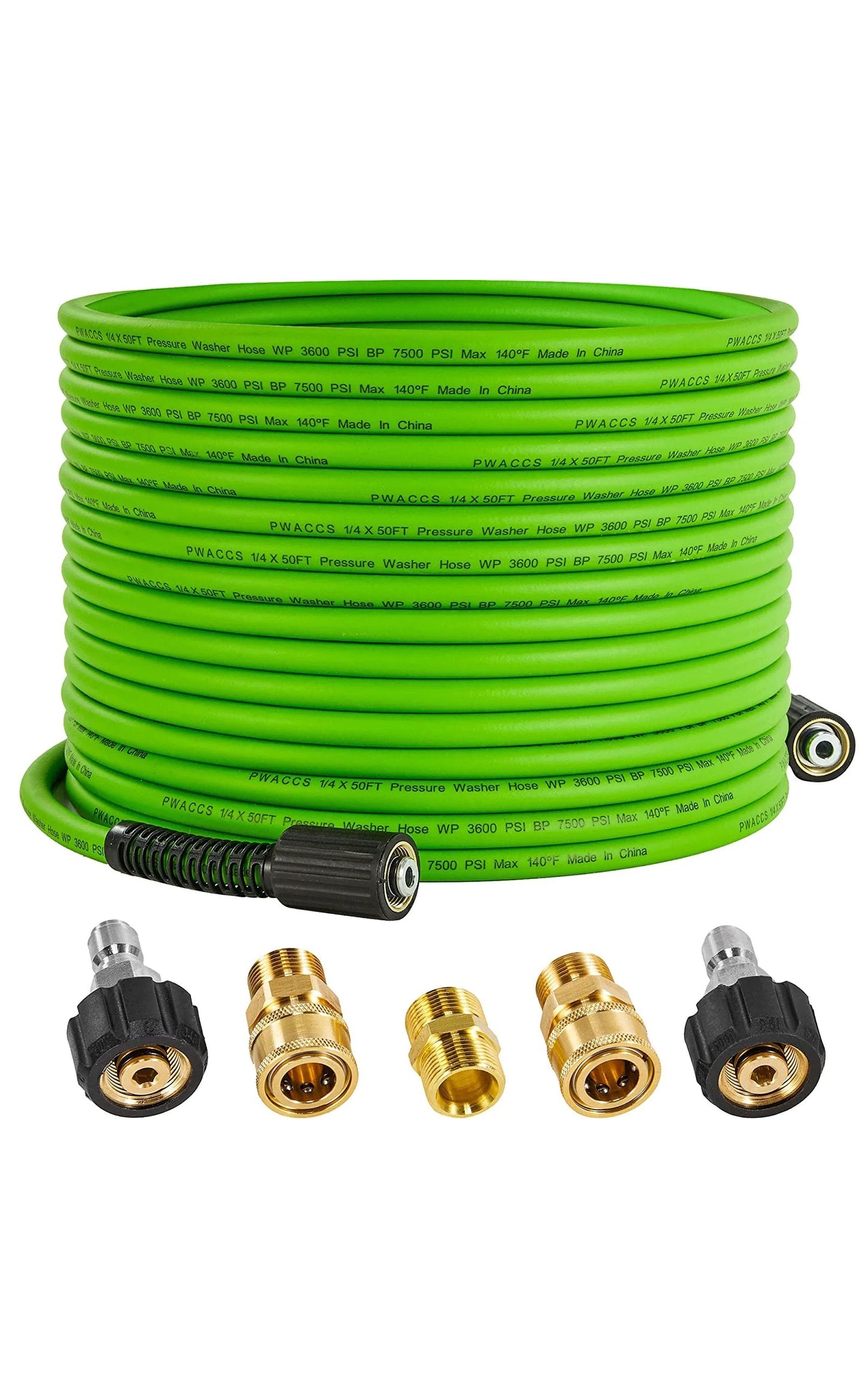 3600 PSI Kink Resistant Pressure Washer Hose For Power Washers Fifty Foot Extension One Quarter Inch Universal M22 Fittings Replacement Hose Compatible With Most Brands And Models