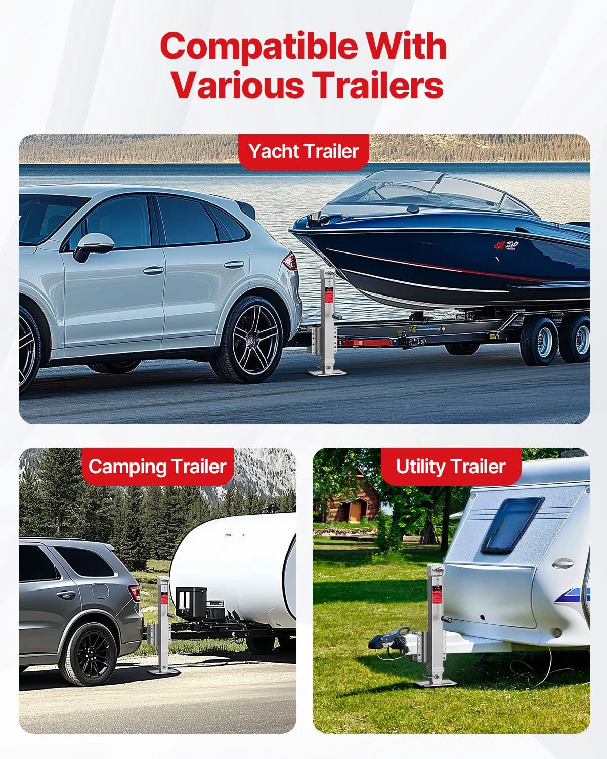 8000 lbs Heavy Duty Trailer Jack, 20-24V Cordless Drill Compatible, used on yacht, camping, and utility trailers