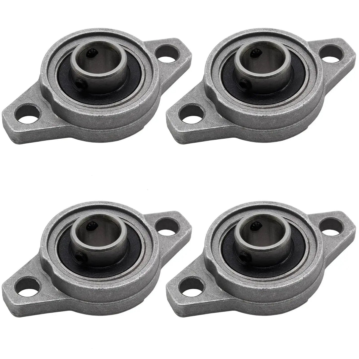 Four Pack Pillow Block Bearings With 12mm Bore Self Aligning Flange Mounted Zinc Alloy KFL001 For Durable Quiet Easy Install