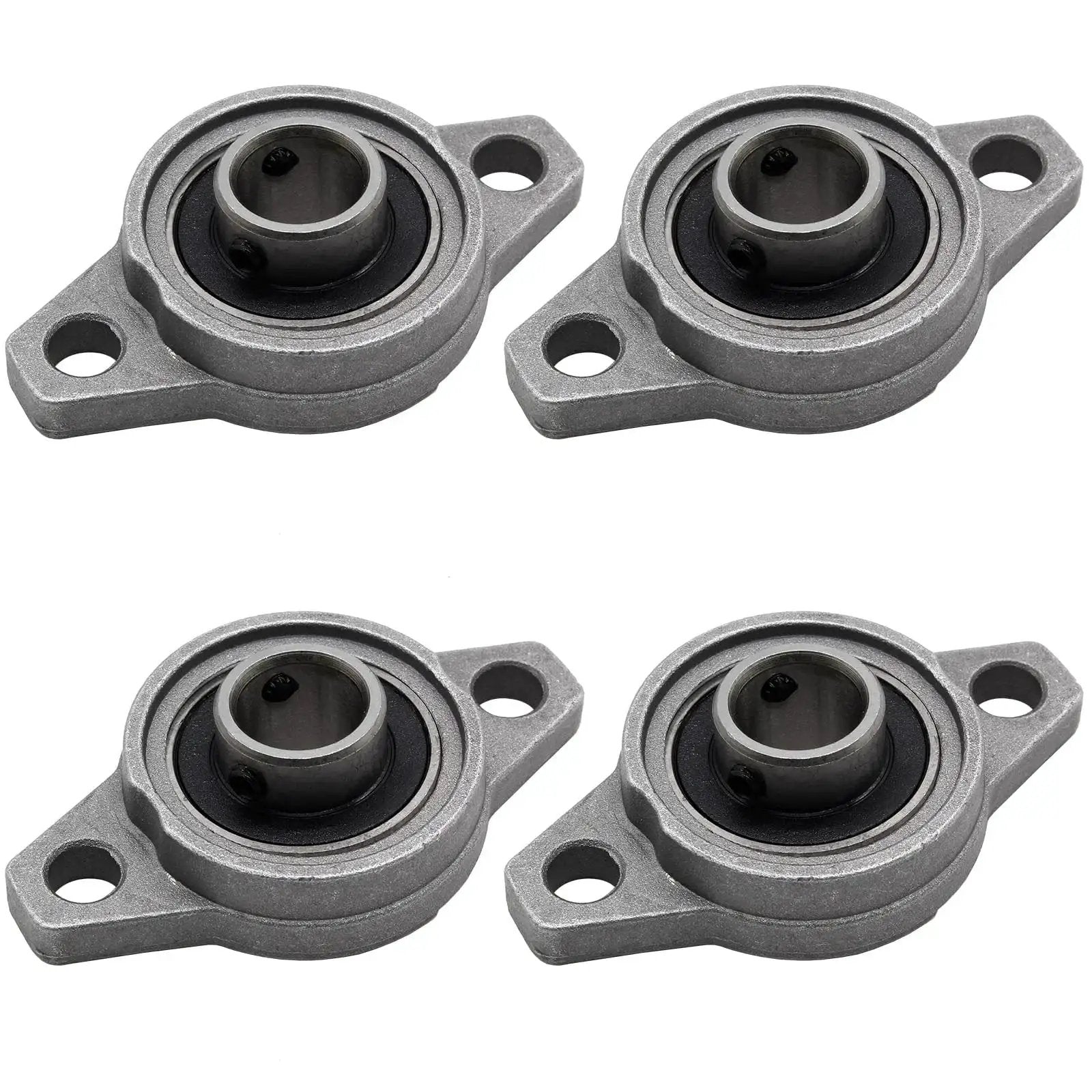 Four Pack Pillow Block Bearings With 12mm Bore Self Aligning Flange Mounted Zinc Alloy KFL001 For Durable Quiet Easy Install