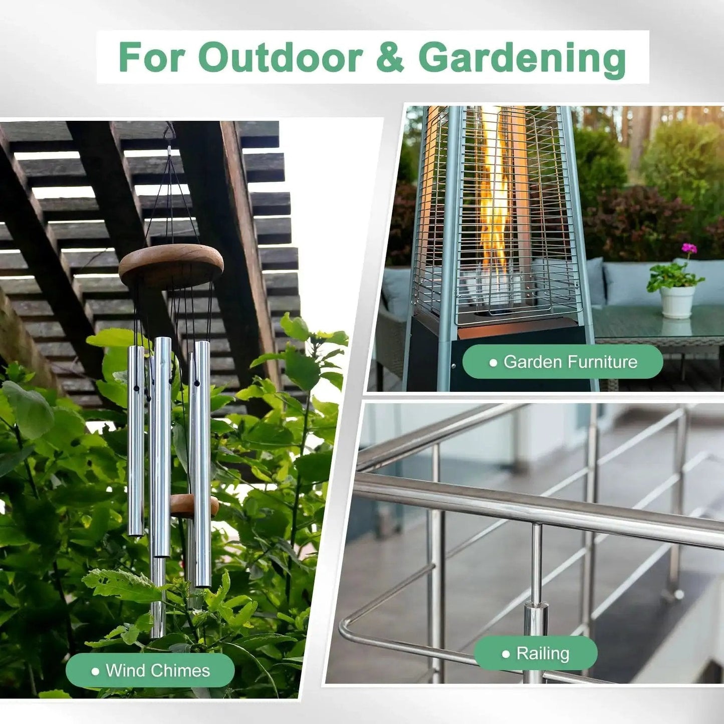 Wind chimes and garden railing made with Versatile 3 Pack Stainless Steel Tubing Set for Construction Machining And DIY Projects