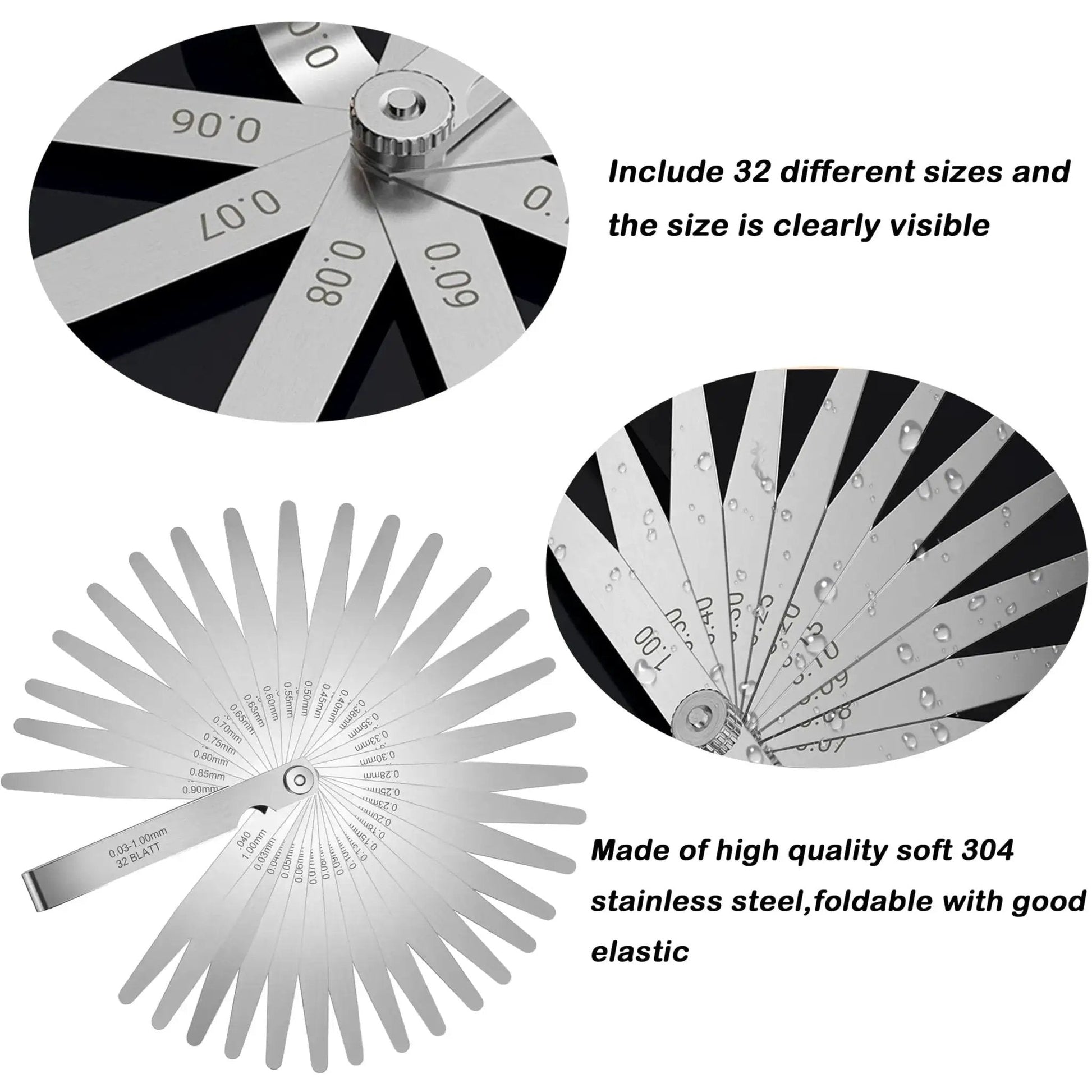 32 Blades Stainless Steel Feeler Gauge Set With Dual Scale Metric And Imperial Readings For Spark Plug And Valve Gap Adjustment