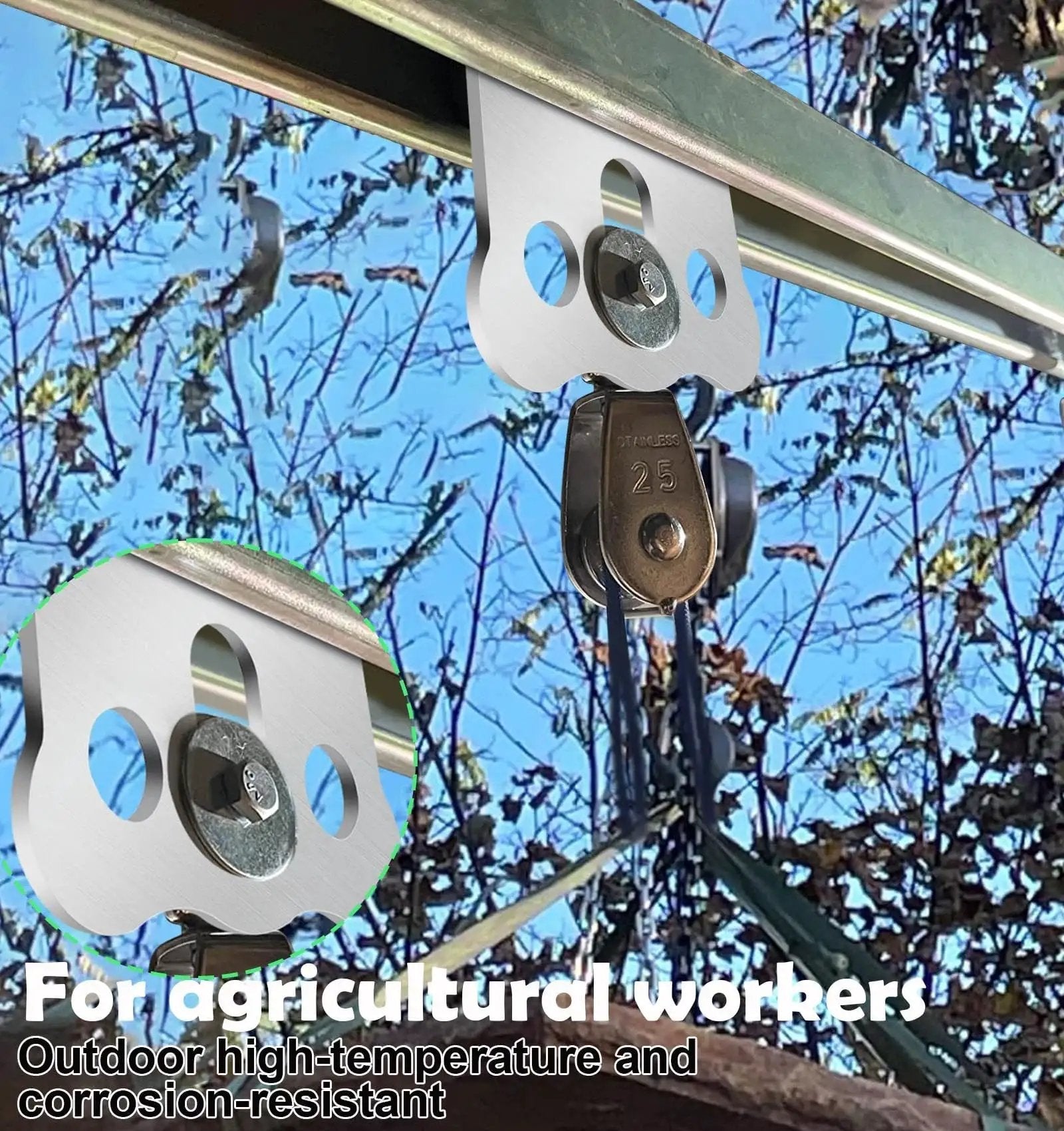 Heavy Duty Four Wheel Hoist Trolley Assembly With Strut Channel Rollers in outdoor setting