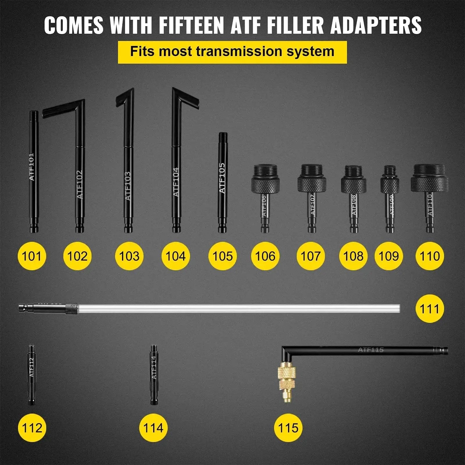 Image showing 14 adapters for Two Way ATF Transmission Fluid Pump Dispenser Kit With 14 Adapters 10L Capacity.