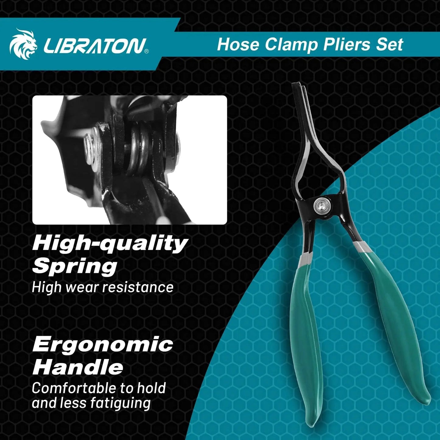 2 Piece Hose Clamp Pliers Set With Swivel Pliers For Removal And Installation featuring ergonomic handle and high-quality spring.