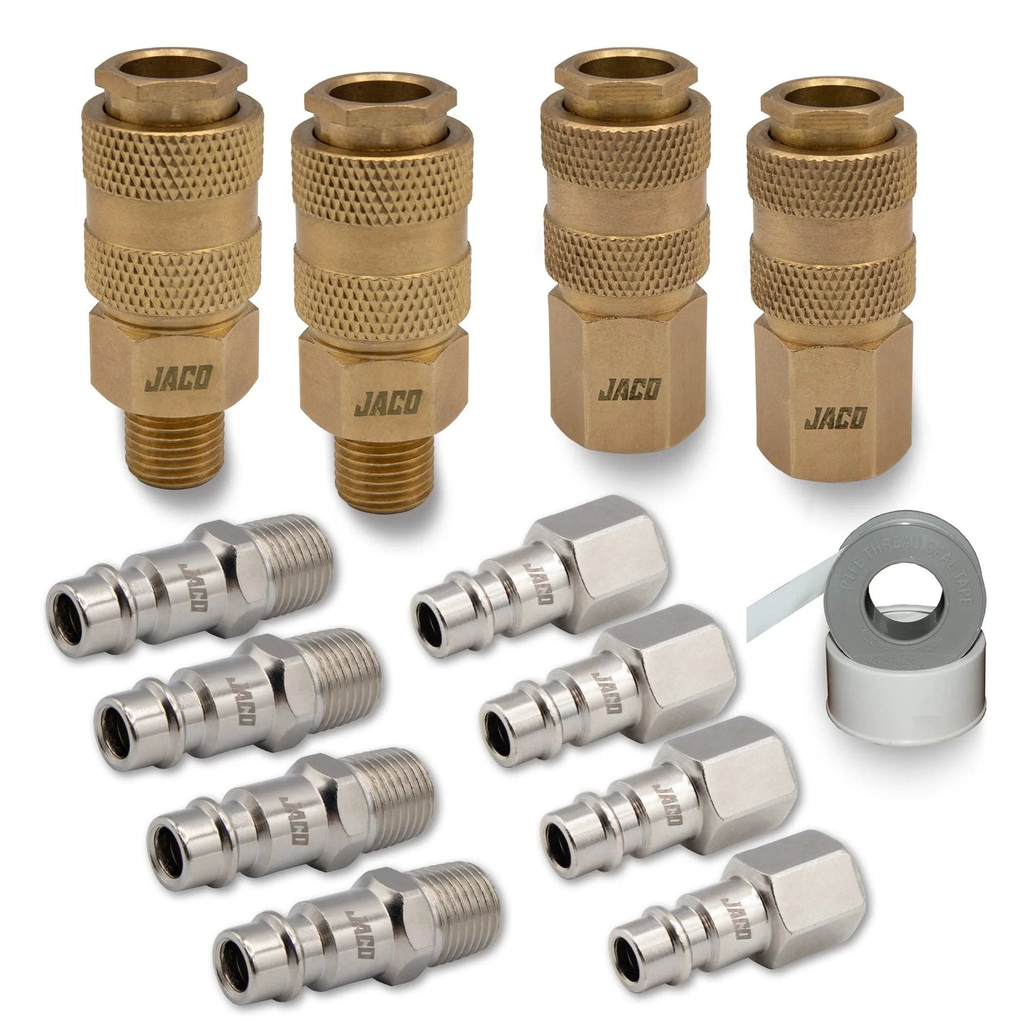 High Flow Quick Connect Air Hose Fittings Set Of Twelve With One Quarter Inch NPT Type V Plug And Coupler Kit For Air Compressors And Tools Brass Couplers And Alloy Plugs Durable Pneumatic Quick Disconnect