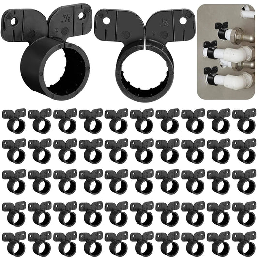 52 Piece 3/4 Inch Suspension Pipe Clamps Butterfly Style For PEX Copper CPVC Pipes Black Heavy Duty PEX Tubing Clamps Pipe Support Kit For Home Improvement And Industrial Projects