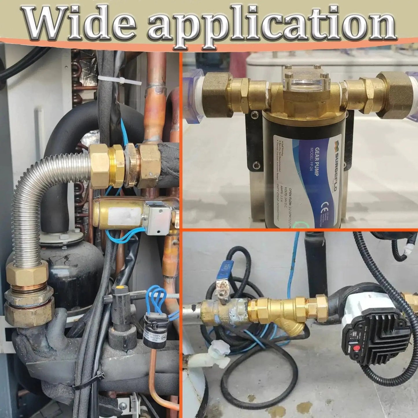 Three Eighths Inch MNPT To One Eighth Inch FNPT Brass Reducer Bushing in plumbing setup, multiple angles, heavy duty hex head