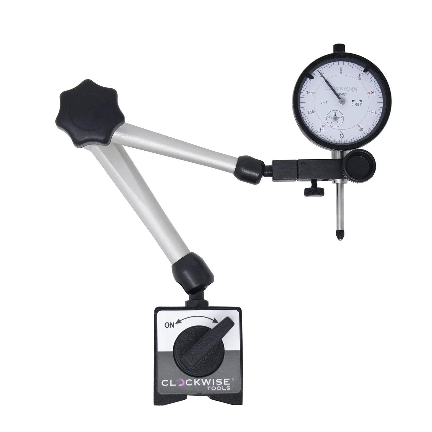 Accurate Dial Indicator With Magnetic Base Stand 0 To 1 Inch Range And 0.001 Inch Resolution DIMR-0105 front view