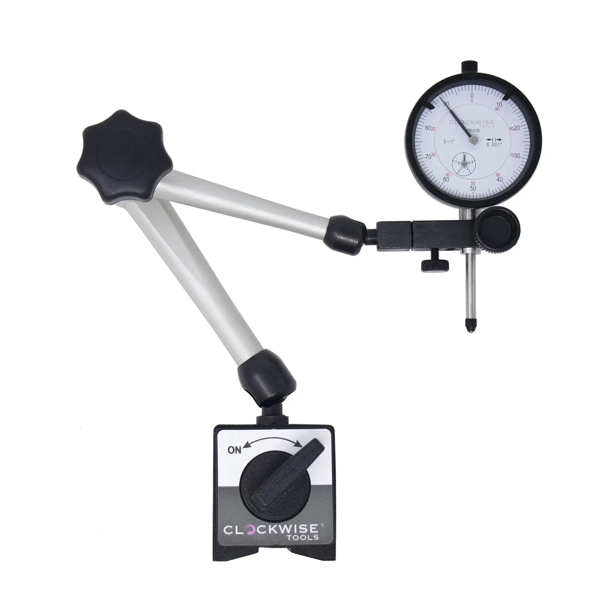 Accurate Dial Indicator With Magnetic Base Stand 0 To 1 Inch Range And 0.001 Inch Resolution DIMR-0105 front view