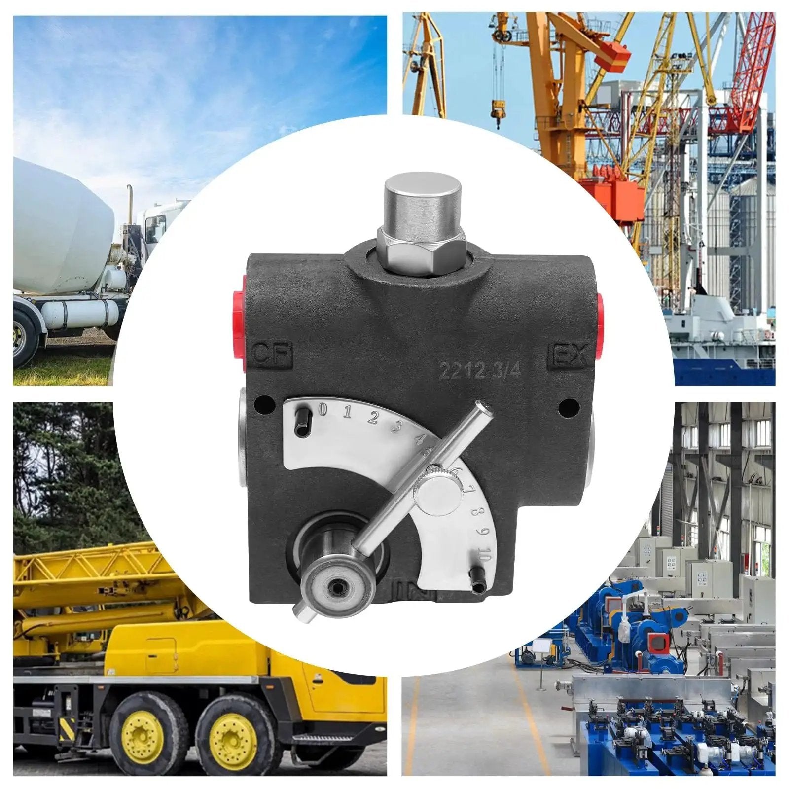 Hydraulic Adjustable Variable Flow Control Valve for Log Splitters, 3/4 NPT, 0-30 GPM, 500-3000 PSI, Vermicular Graphite Cast Iron