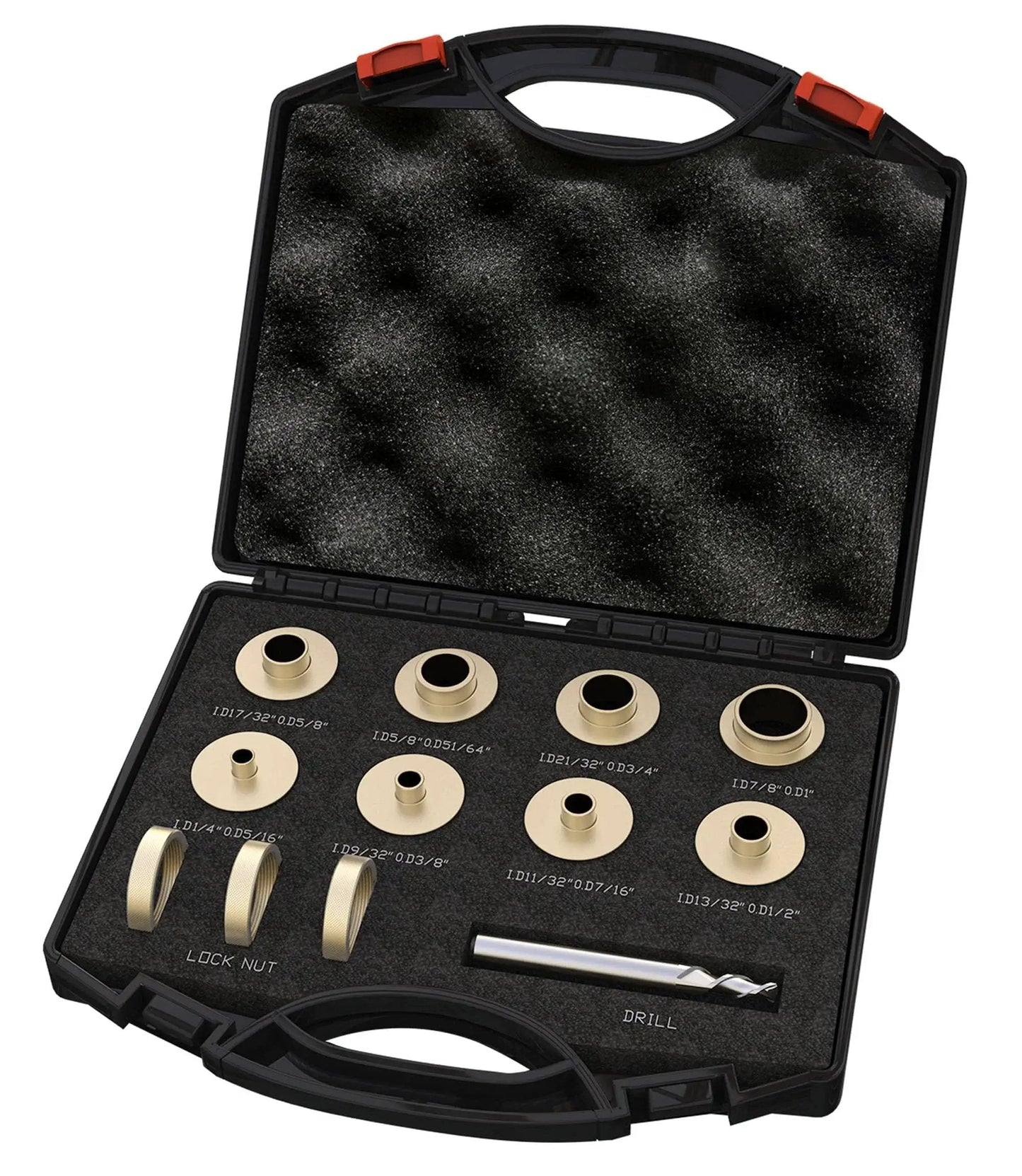Precision Brass Router Template Bushing Guide Set, 11 Pcs With 1/4 Inch Shank Woodworking Router, including carrying case