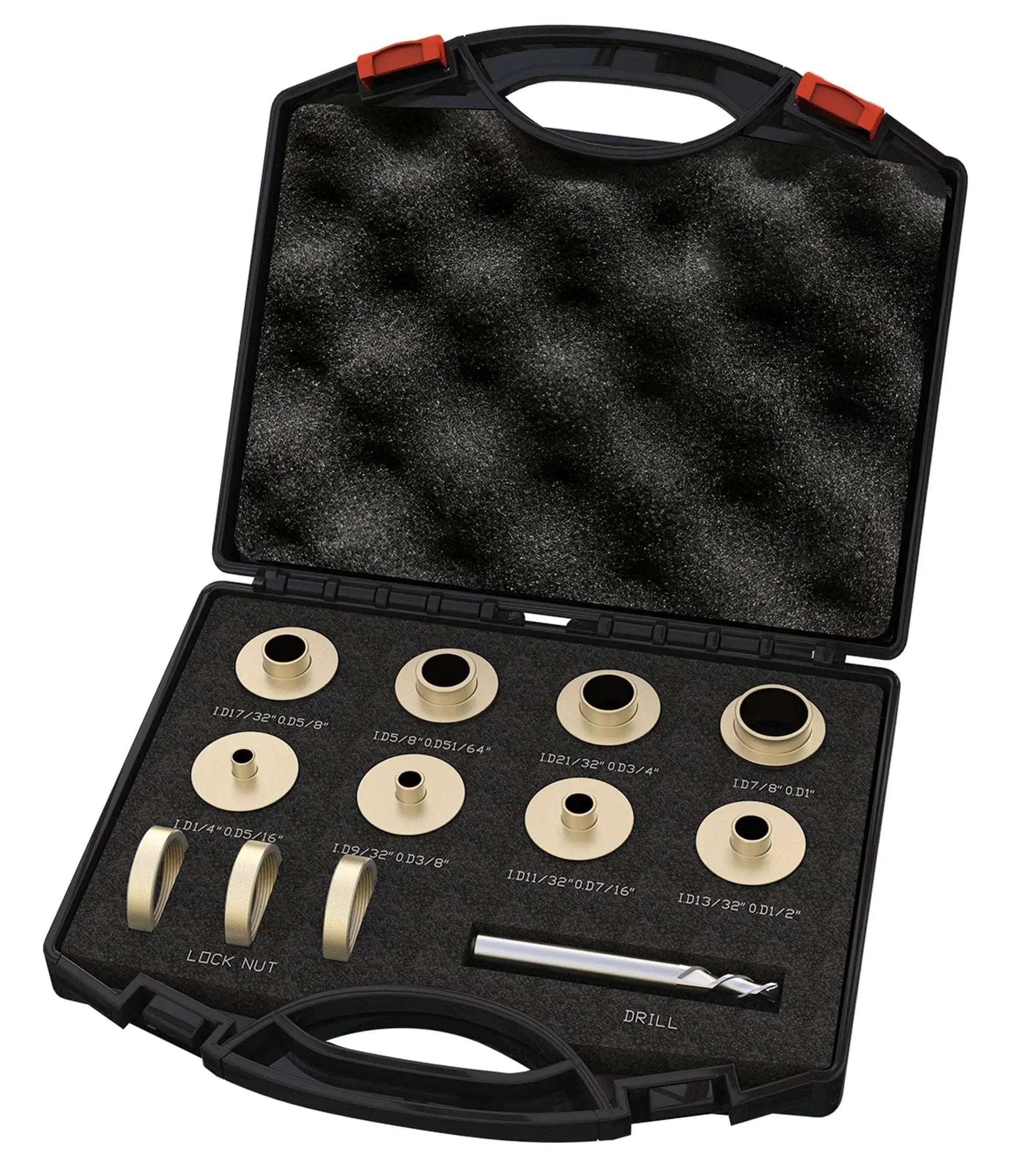 Precision Brass Router Template Bushing Guide Set, 11 Pcs With 1/4 Inch Shank Woodworking Router, including carrying case