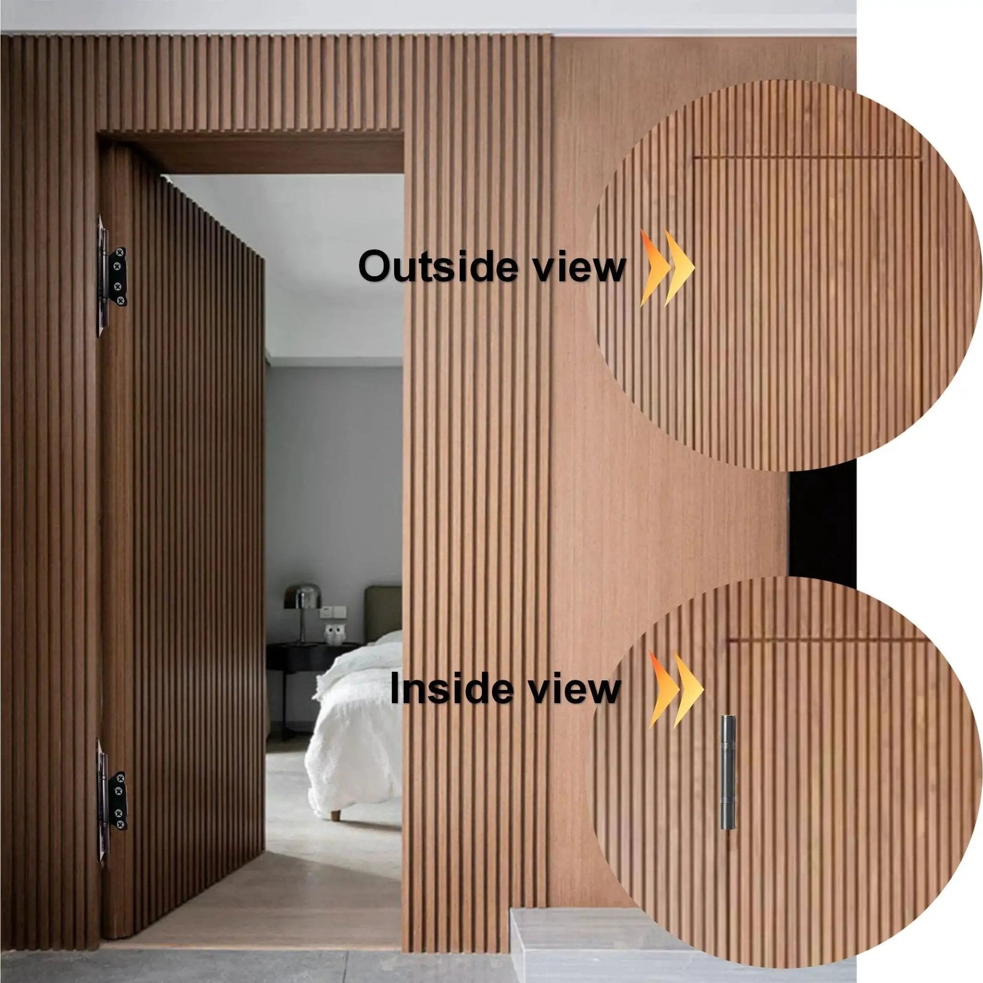 No Mortise 5 Inch Door Hinges Black 304 Stainless Steel With Bearings Heavy Duty 100 Kg Load Capacity 4 Pack installed on wood door