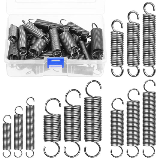 36 Piece Stainless Steel Extension Springs Set With Opening Hooks In 12 Sizes For Small Tension Springs And Wire Assortment For Machinery Construction And Industrial Use