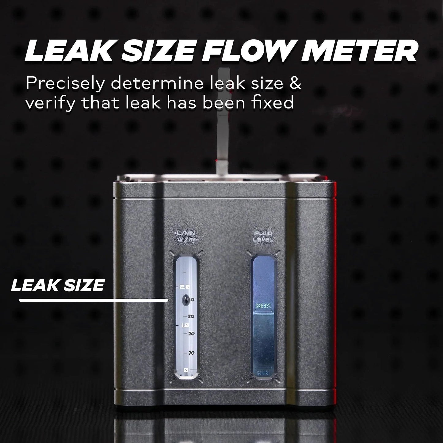 Ventus Smoke Machine Leak Tester for EVAP and Vacuum Systems with built-in flow meter display on front view