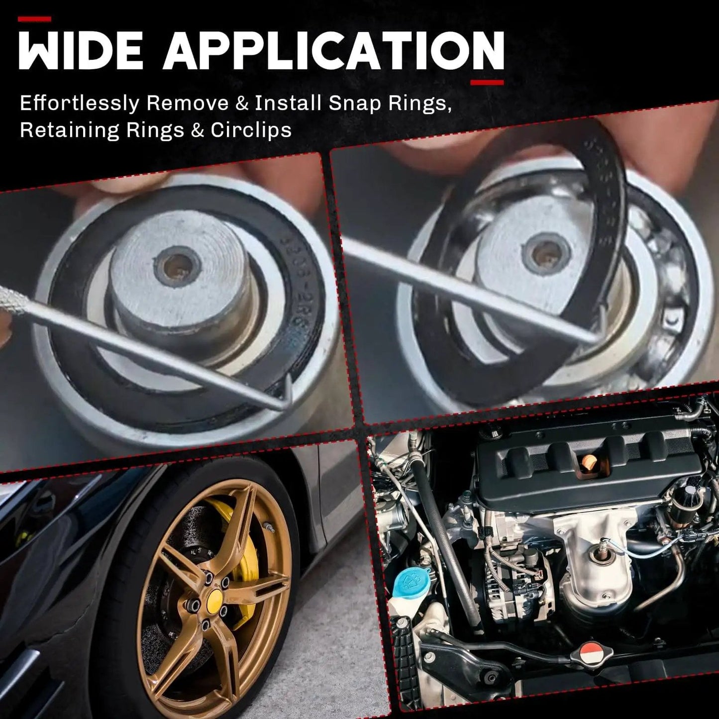 11 Piece Snap Ring Pliers Set Tough As Nails Heavy Duty Straight And Bent Retaining Ring Pliers With Hook And Pick Internal And External Circlip Removal Tools For Cars Trucks Motorcycles Lawn Mower And Farm Equipment Built With Heat Treated 45 Steel used on car engine and wheel