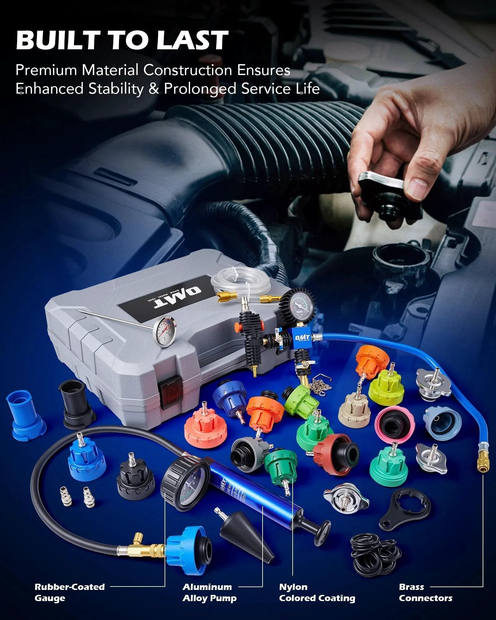 All In One 31pc Coolant Pressure Tester Kit With Vacuum Pump And Refill Tool, 23 Radiator Adapters, Universal Adapter