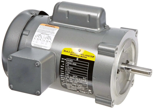 Single-phase 1/4 HP TEFC AC motor, 56C frame, 1725 RPM, 115/230V 60Hz, metal housing, side view