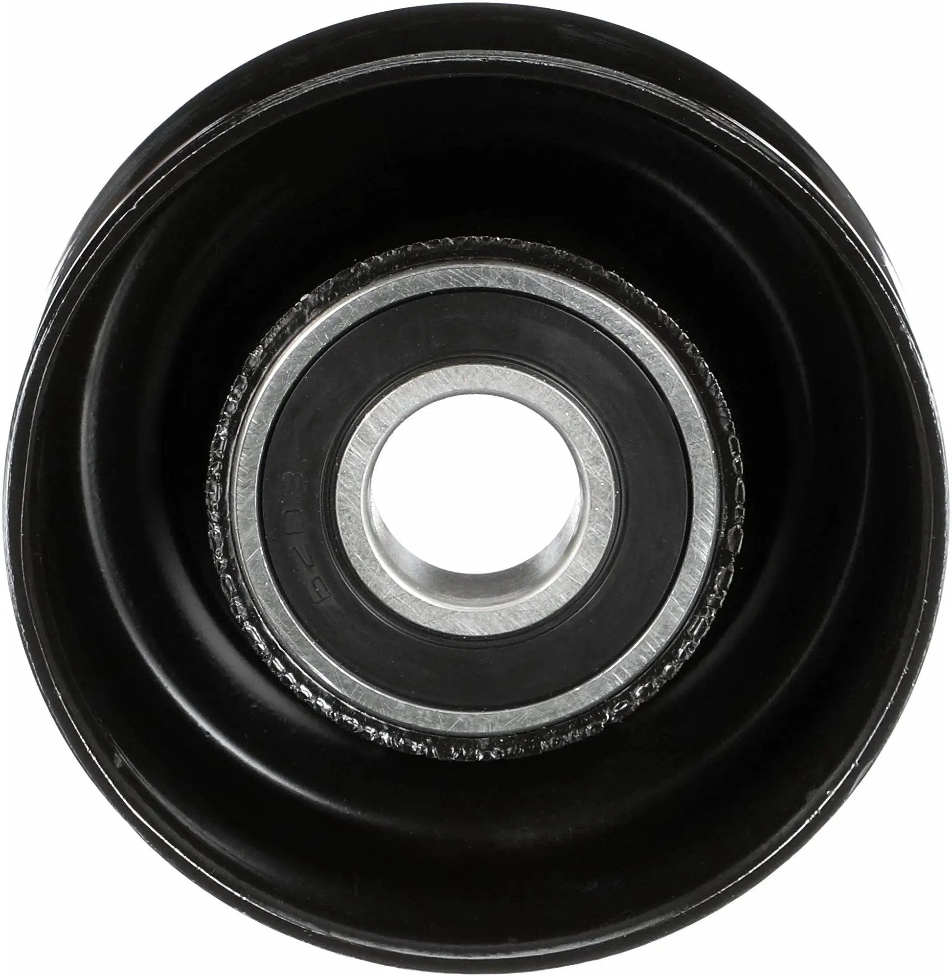 Drive Align Belt Drive Idler And Tensioner Pulley For Cars And Trucks By Gates 38006 front view with steel and thermoplastic construction.