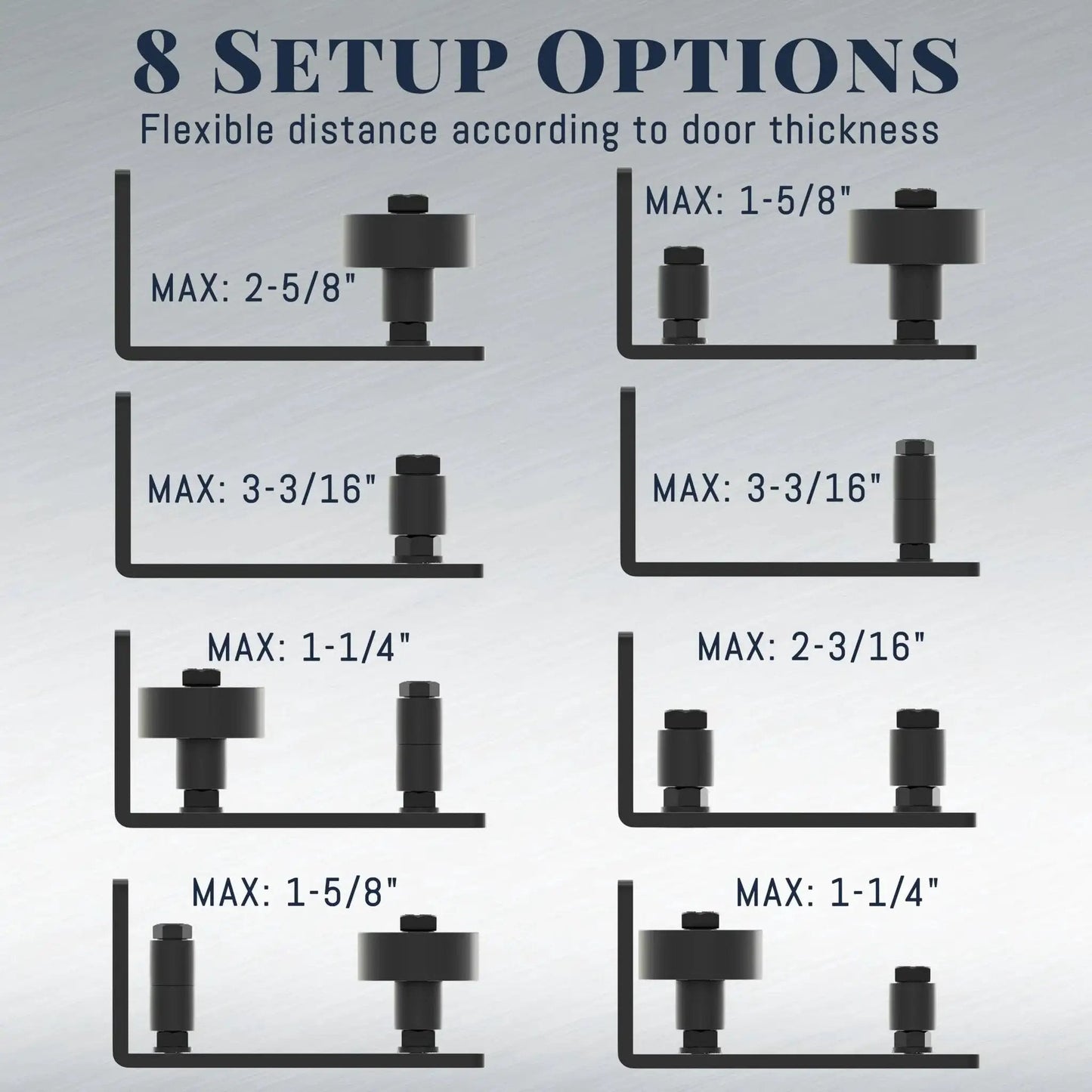 Sliding Barn Door Floor Guide Set With Wall Mount Flush Flat Bottom Guides Adjustable Floor Guide Rollers 8 Setup Options