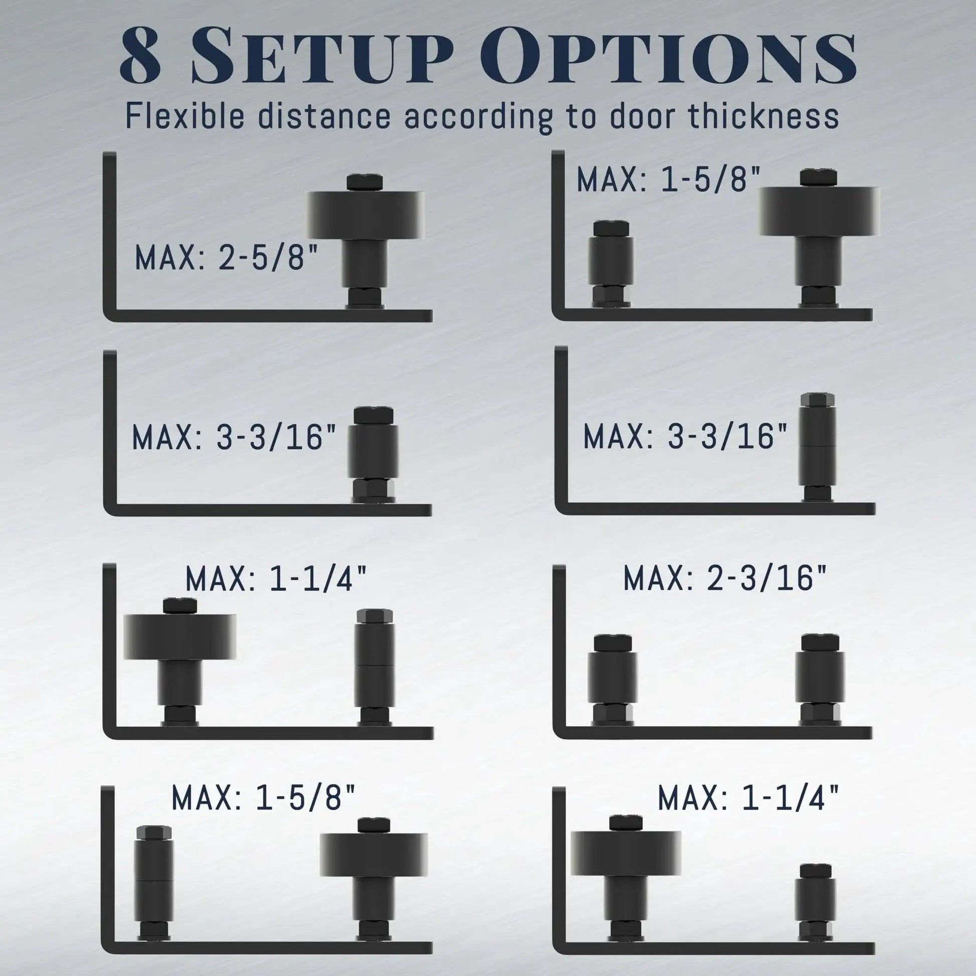 Sliding Barn Door Floor Guide Set With Wall Mount Flush Flat Bottom Guides Adjustable Floor Guide Rollers 8 Setup Options