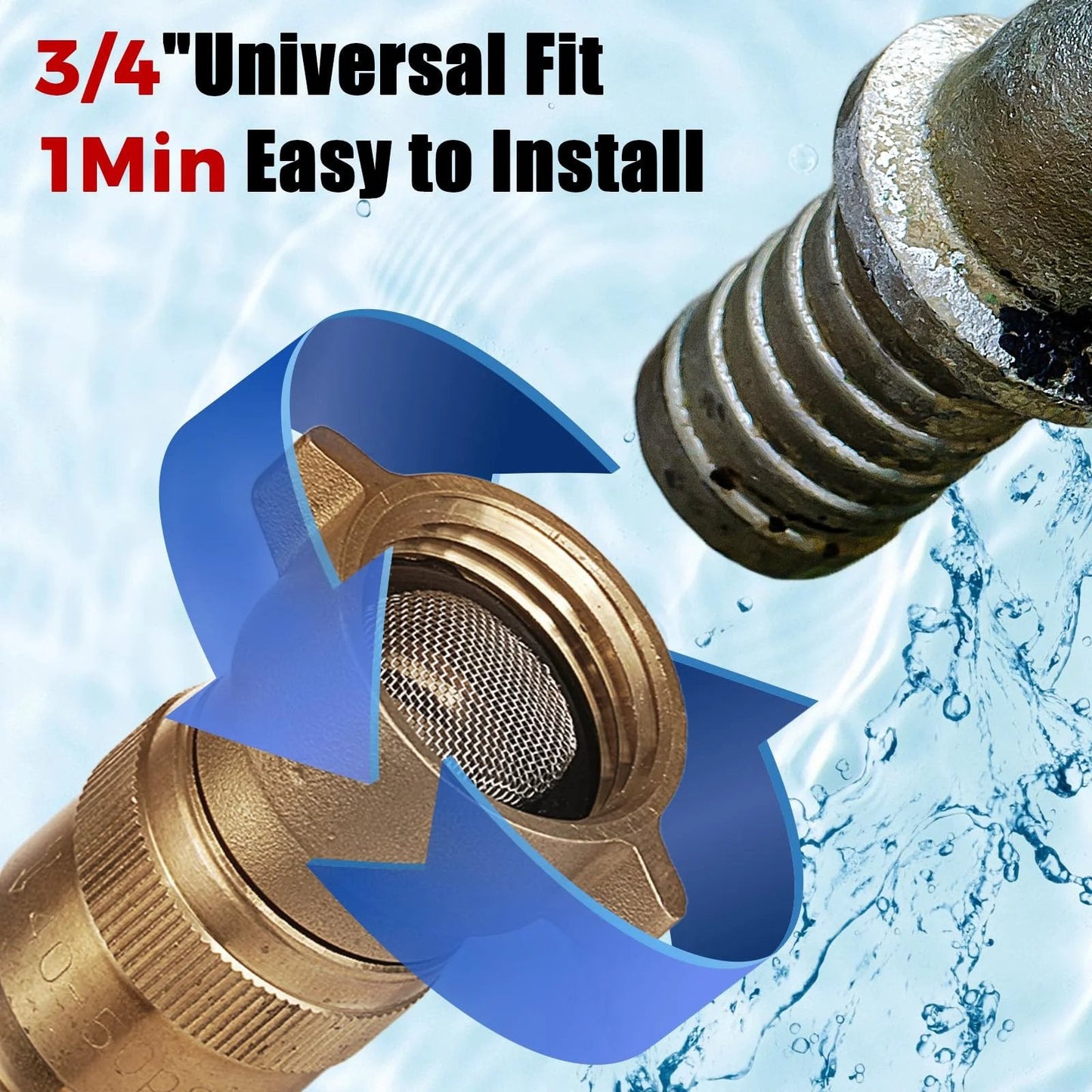 RV Water Pressure Regulator High Flow 40 To 50 PSI With Filter Brass Lead Free And Pre Set Reducer For RV Camper Trailer And Garden Hose