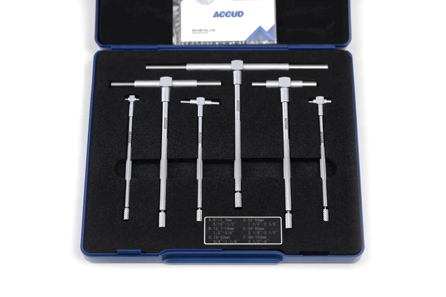 Telescoping Bore Gauge Set Five Sixteenths To Six Inches With Satin Chrome Finish T Bore Gauges Self Centering System Set Of Six Pieces In Fitted Plastic Case