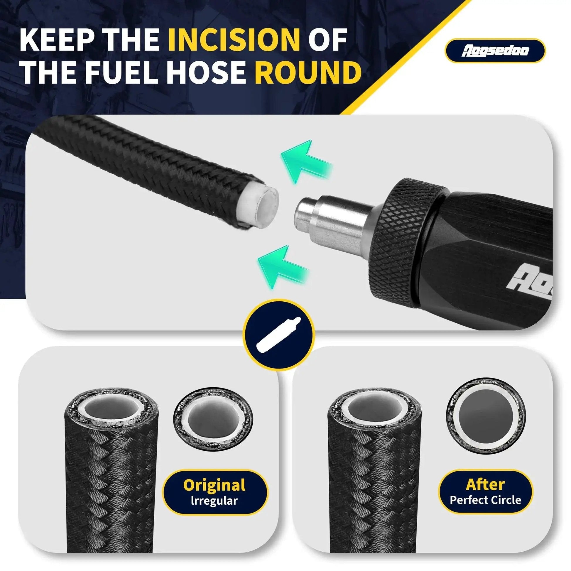 PTFE Hose Reaming Tool And AN Fittings Wrench Set For 4AN To 10AN Fuel Line shown reaming hose end