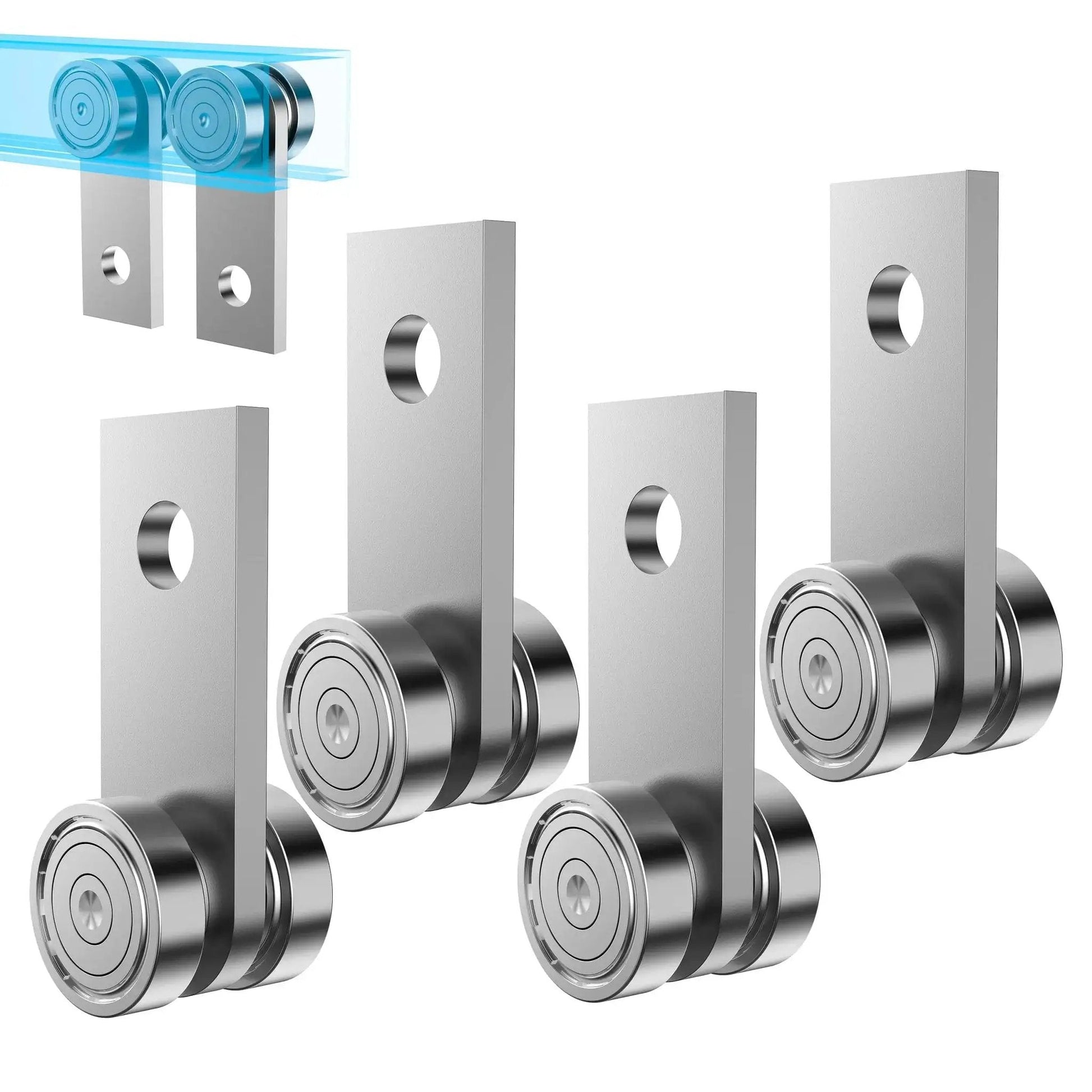 Two Wheel Trolley Assembly Rollers For One And Five Eighths Inch Wide Strut Channel Universal Compatibility Garage Pulley System Hoist Silver Four Pack