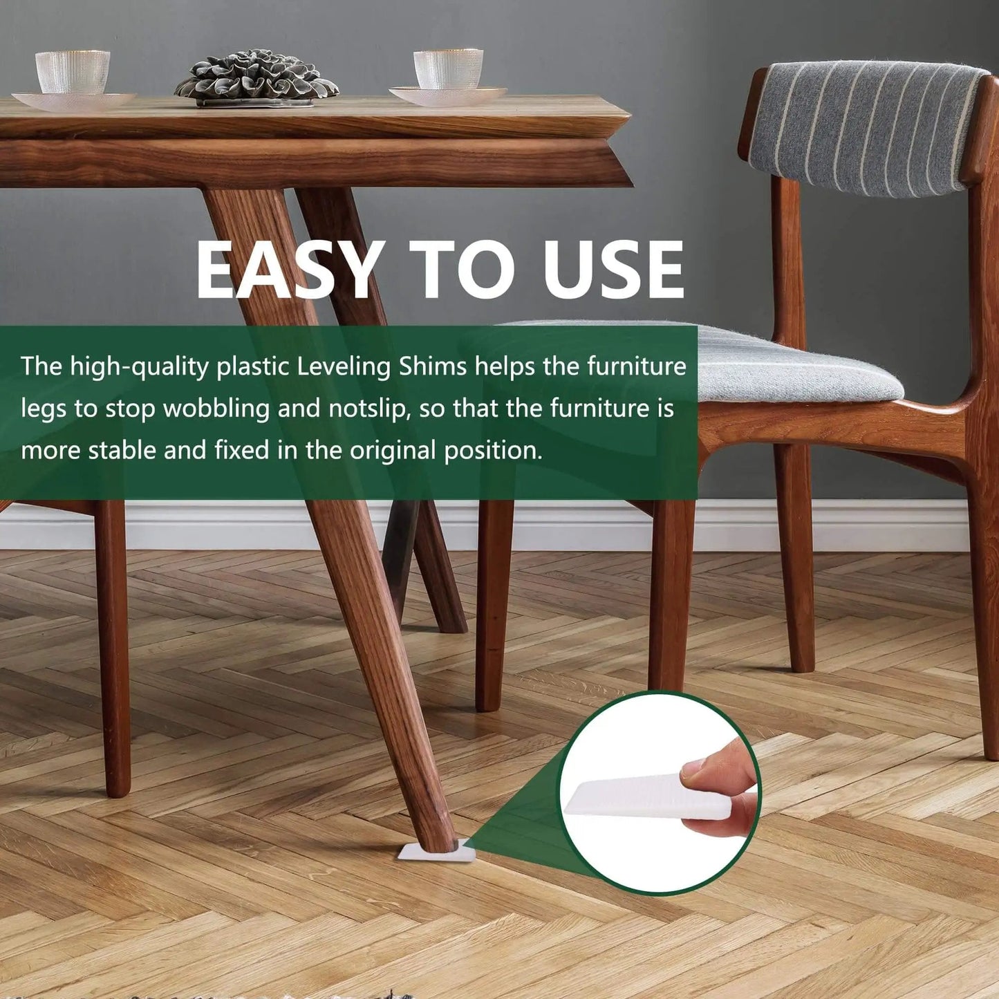 Furniture Leveling Shims For A No Wobble Free Home Flexible Plastic Wedge Pads under table leg