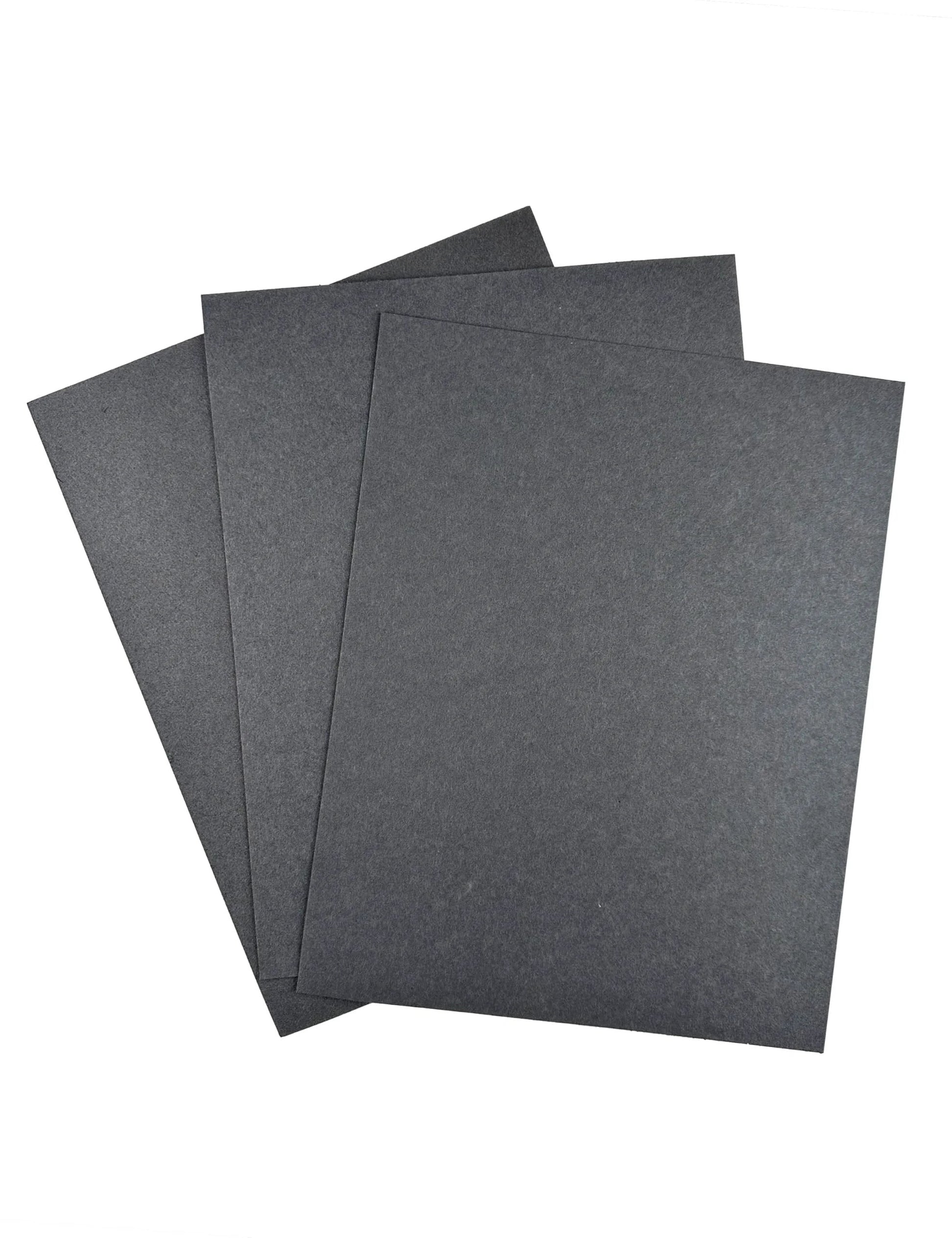 Non Asbestos Gasket Paper Sheets High Temp Oil Resistant DIY Sealing Kit for Gasoline Diesel Engines shown in three sizes 0.8mm 1mm 1.2mm