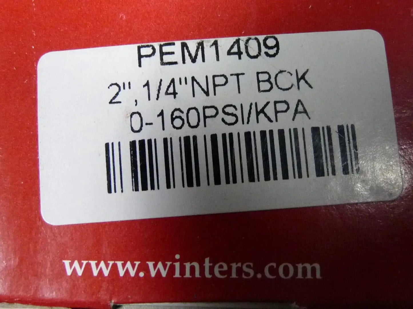 Economy 2 Inch Dial Pressure Gauge For General Utility Applications Winters Brass Wetted Parts package label.