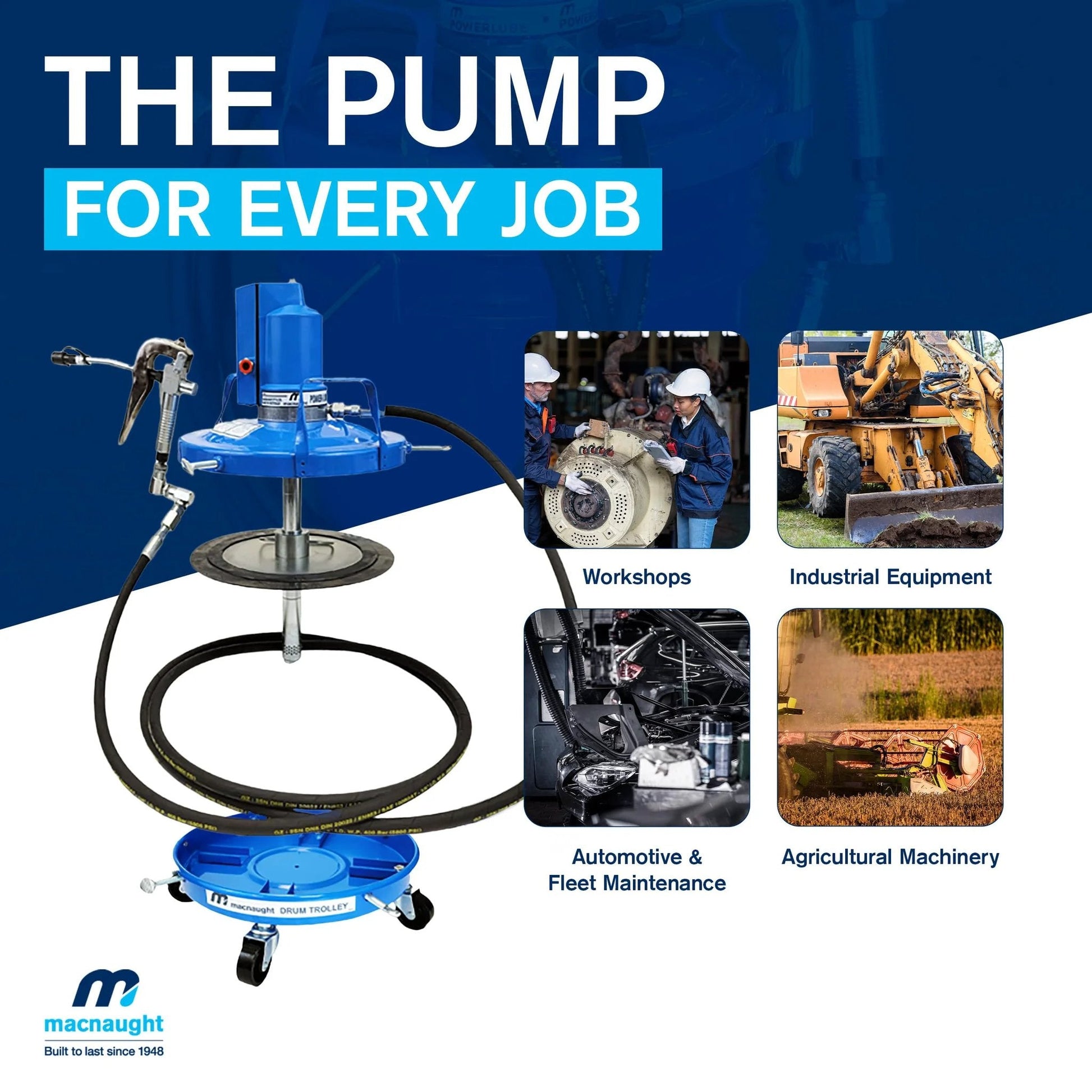 Legendary P3TR 50 To 1 Air Operated Grease Pump For 5 Gallon Buckets 35 Lb Including Booster Gun Hose And Trolley Low Air Consumption