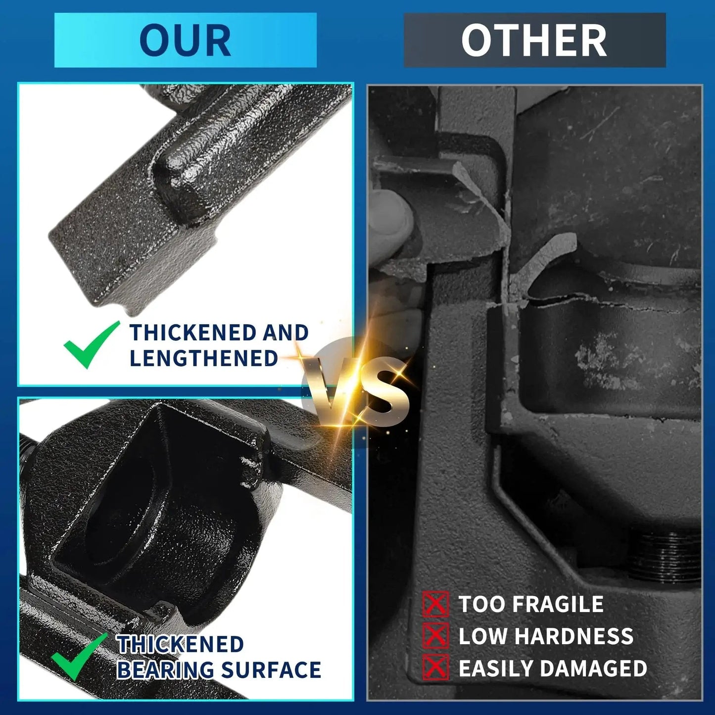 Comparison of U Joint Puller Universal Joint Extractor For Automotive And Trucks Class 1 3 with competitor, highlighting durability