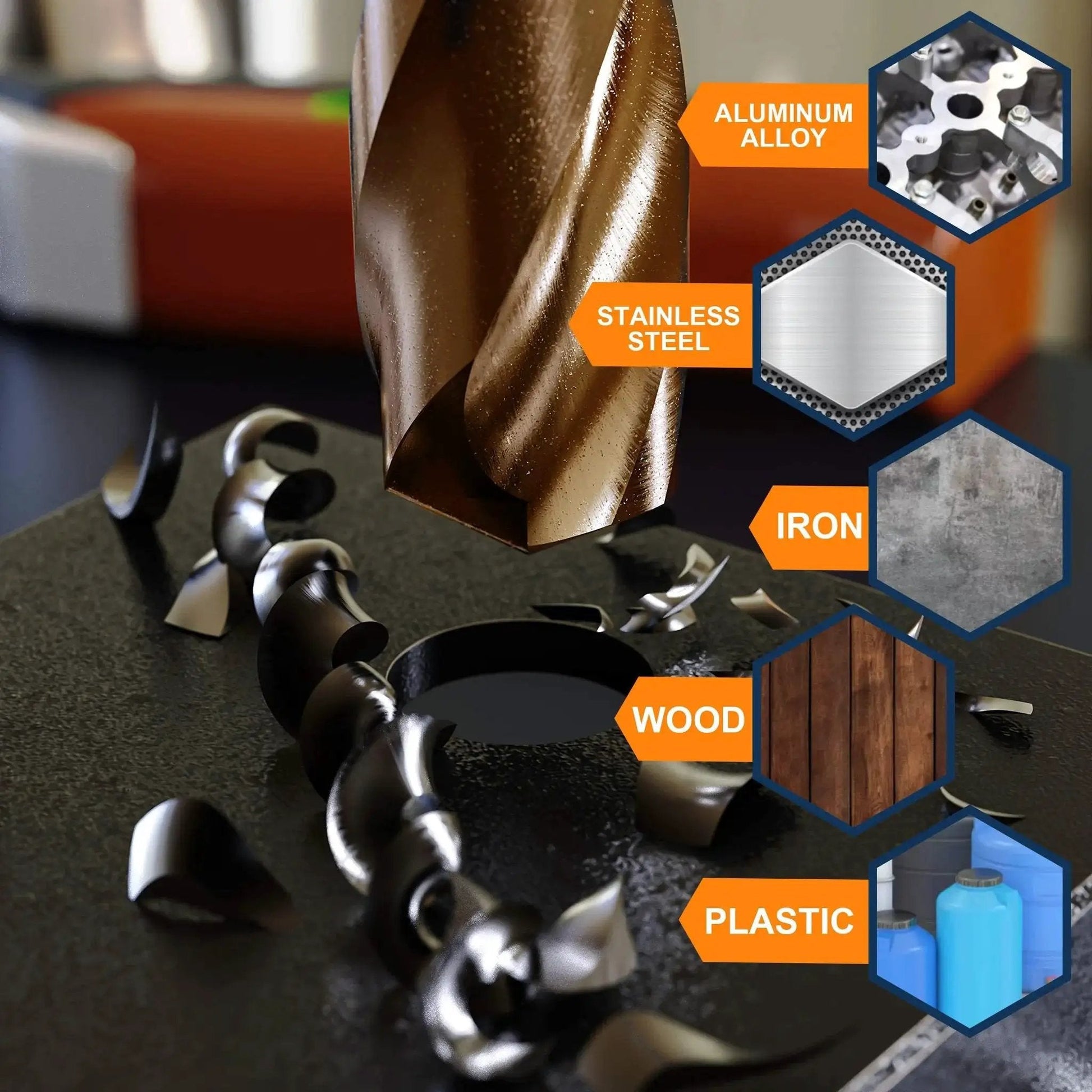 5 Percent Cobalt Drill Bits Set 19 Pcs Metric Range 1mm Through 10mm With Straight Shank Jobber HSS Twist Drill Bits For Stainless Steel Hard Metal Cast Iron And Automotive Projects Pro Grade Tough Built For Long Lasting Performance In Hard Metals drilling sample materials like aluminum and wood.