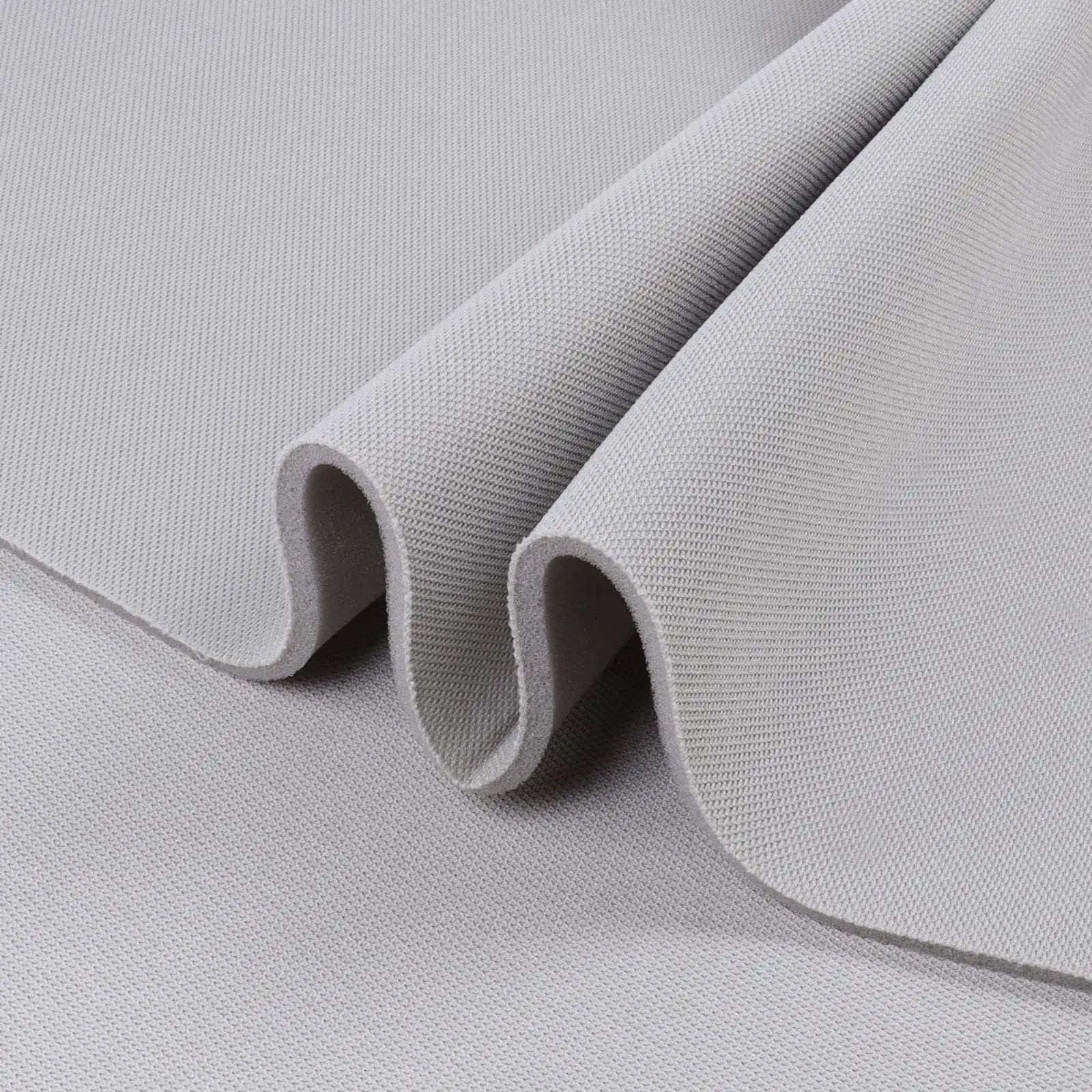 Light grey mesh headliner fabric with foam backing for all vehicles, size 60x40, folded to show texture and material quality.