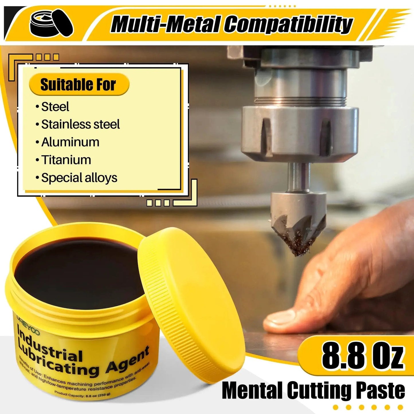 Metal Cutting Paste For Drilling And Tapping, 8.8 Oz Jar Lubricant Wax under drill bit for metal cutting tool use