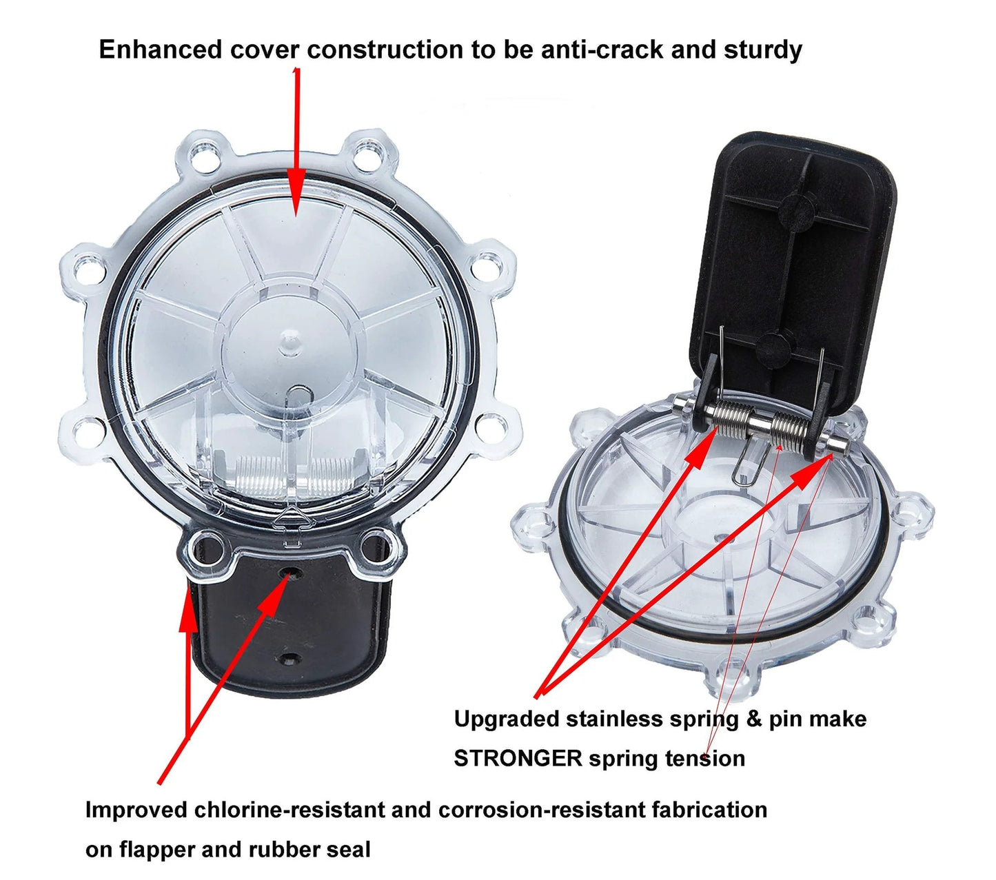 Upgraded Pool Check Valve Rebuild Kit ATIE for Pentair 2 Inch Check Valve 263042Z 263042 showing cover and spring details