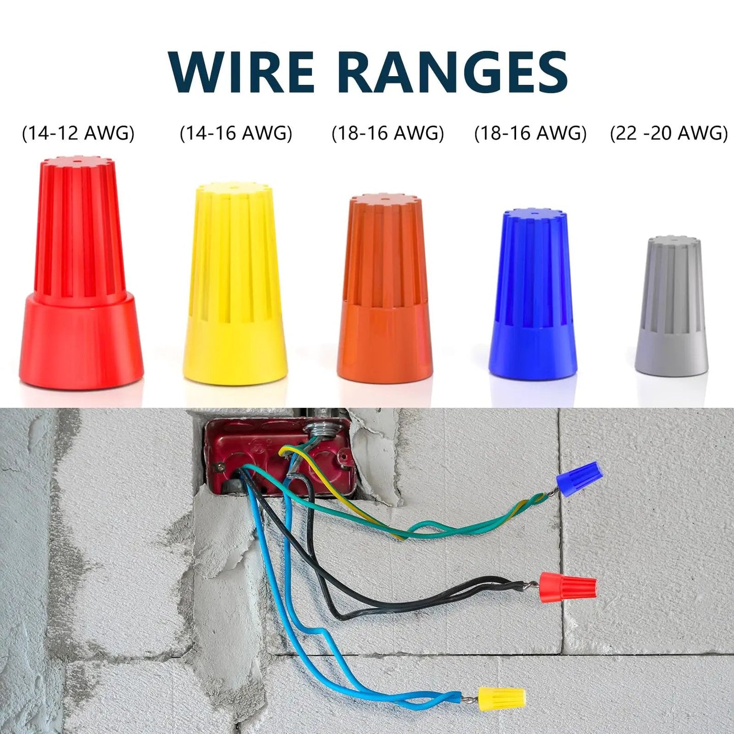 Versatile 25 Pack Wire Nuts For 10 to 22 AWG With Color Coded Twist On Wire Caps Spring Loaded Insulated Connectors Kit for radios