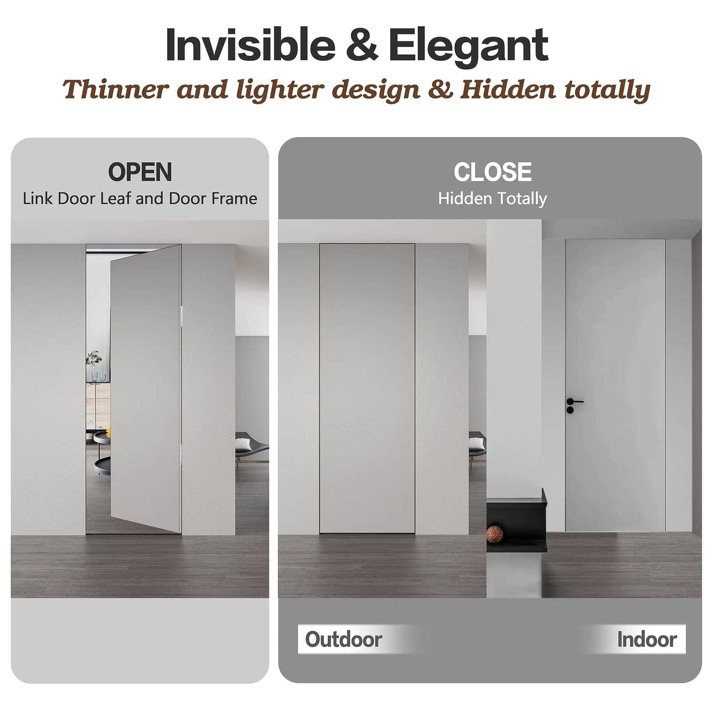 Hidden Door Hinges 7 Inch Stainless Steel Concealed Hinges for Doors with 180 Degree Swing and 3 Way Adjustable