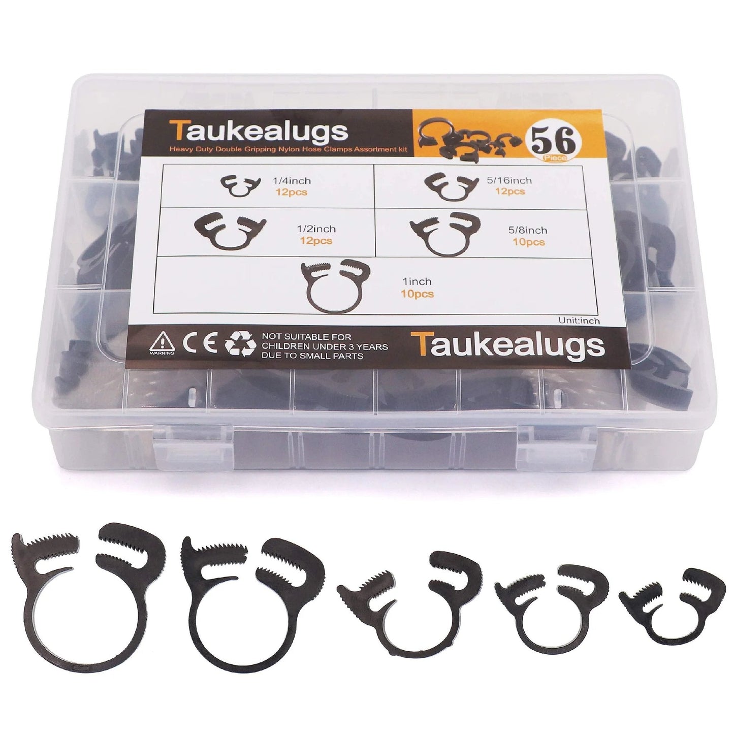 60 Pcs Heavy Duty Nylon Double Snap Hose Clamps Set In 8 Sizes For Silicone Vinyl LDPE Tubing Non Metallic Corrosion Resistant