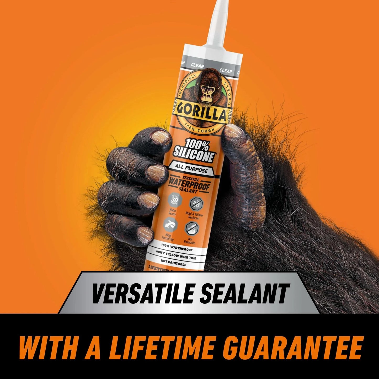 Gorilla Brand All Purpose Silicone Sealant For Indoor Outdoor Use 100 Percent Waterproof 10 Oz Cartridge Clear Fast Cure