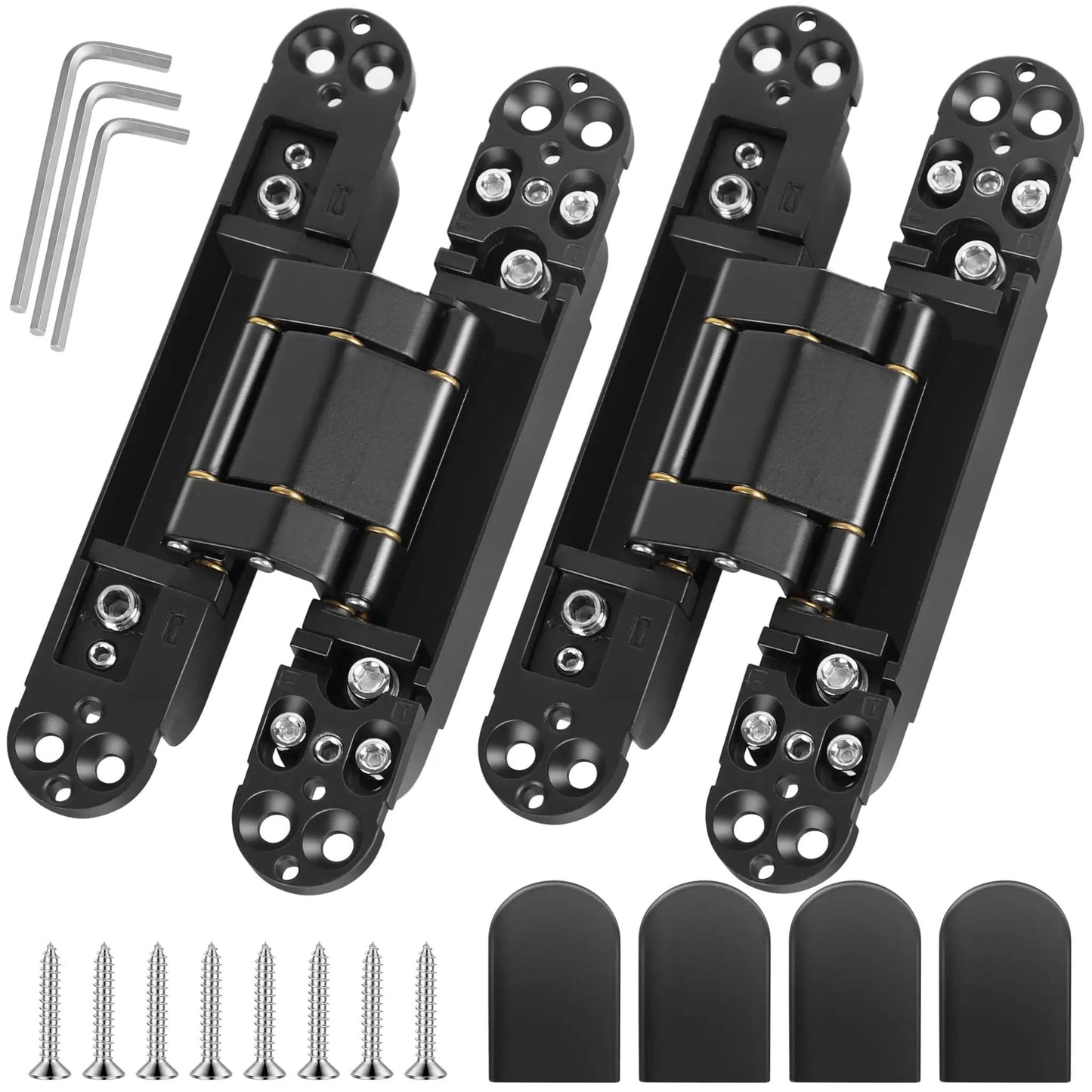 Upgraded Invisible Door Hinges 2 Pack Black 6 Inch Concealed Hidden Hinges For Doors With 3 Way Adjustable And 180 Degree Swing Copper Support Heavy Duty 88 Lb Load Bearing