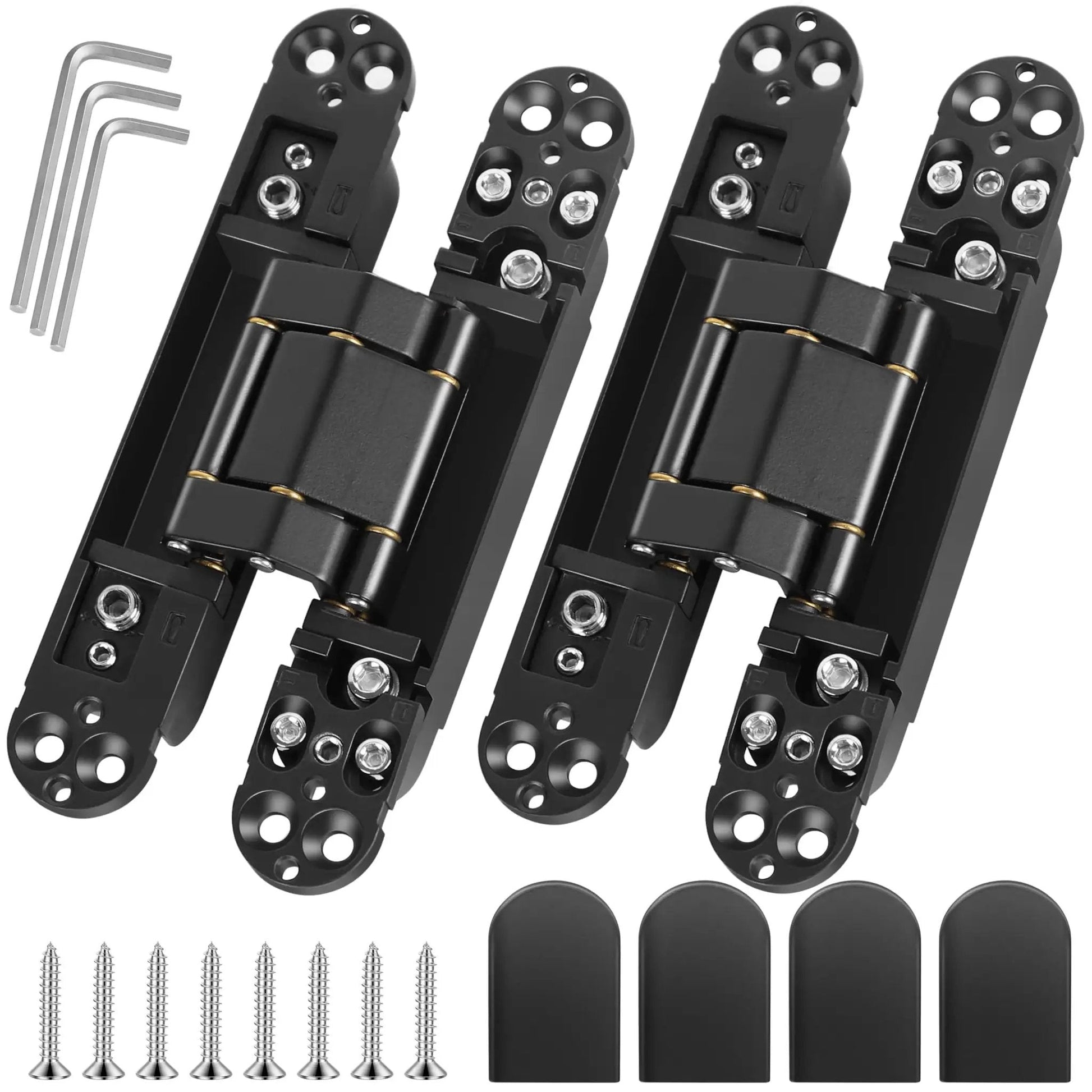 Upgraded Invisible Door Hinges 2 Pack Black 6 Inch Concealed Hidden Hinges For Doors With 3 Way Adjustable And 180 Degree Swing Copper Support Heavy Duty 88 Lb Load Bearing