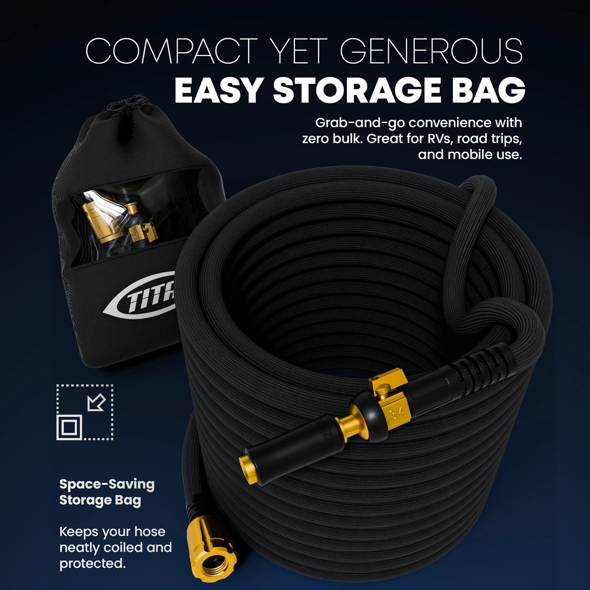 Ultra Lightweight Flexible Garden Hose 50 Ft For Easy Maneuvering And Quick Setup With Brass Fittings And Jet Nozzle Kink Free Titan